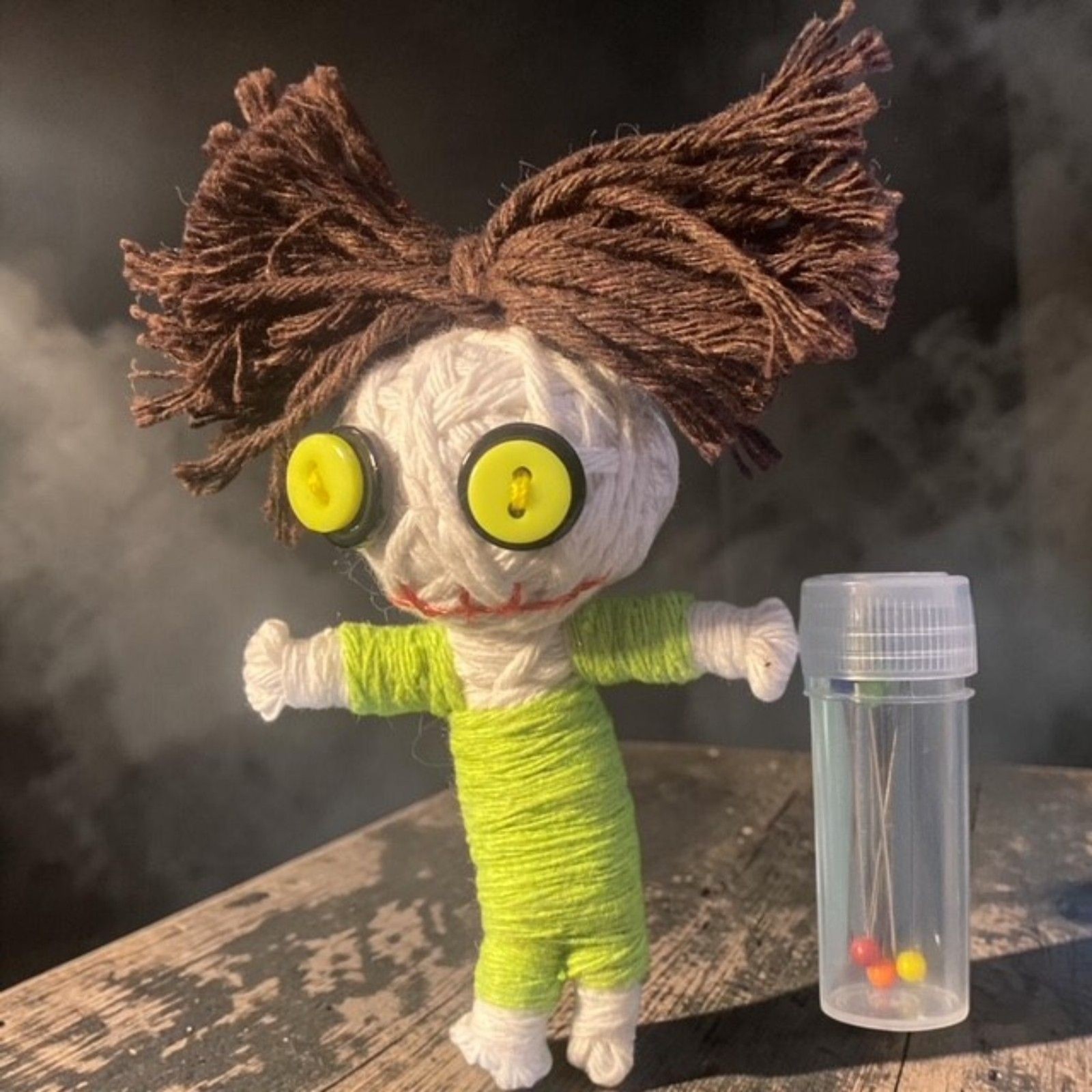 Adorably Undead Pocket Pal! Quirky Button-Eyed Yarn Doll Keychain