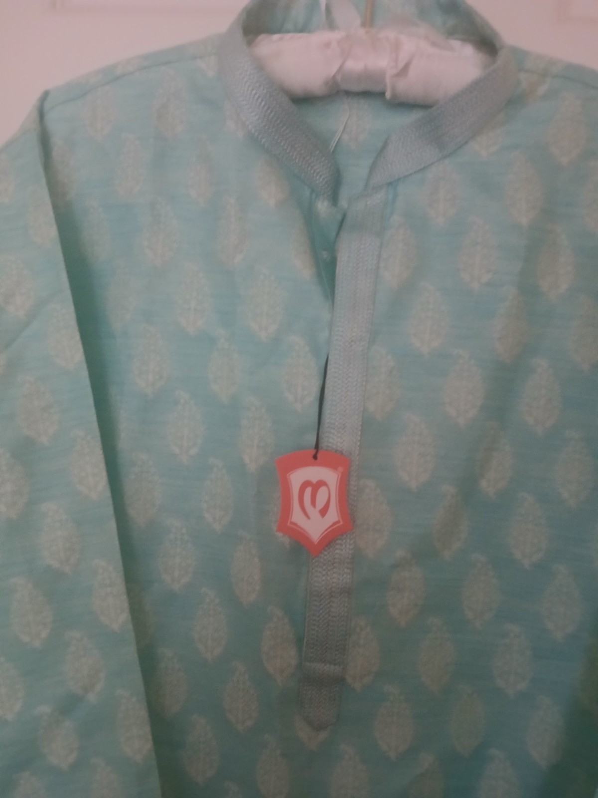 Manyavar XXL Kurta Light Aqua Men’s Tunic New 110 CM 44