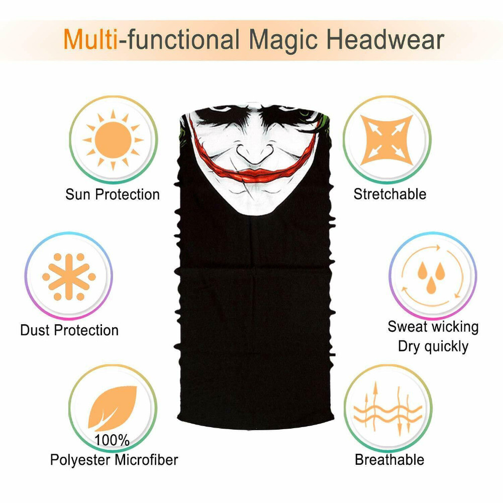Balaclava Neck Gaiter Bandana Sun Scarf Tube Half Face Mask Skull Cover Headwear