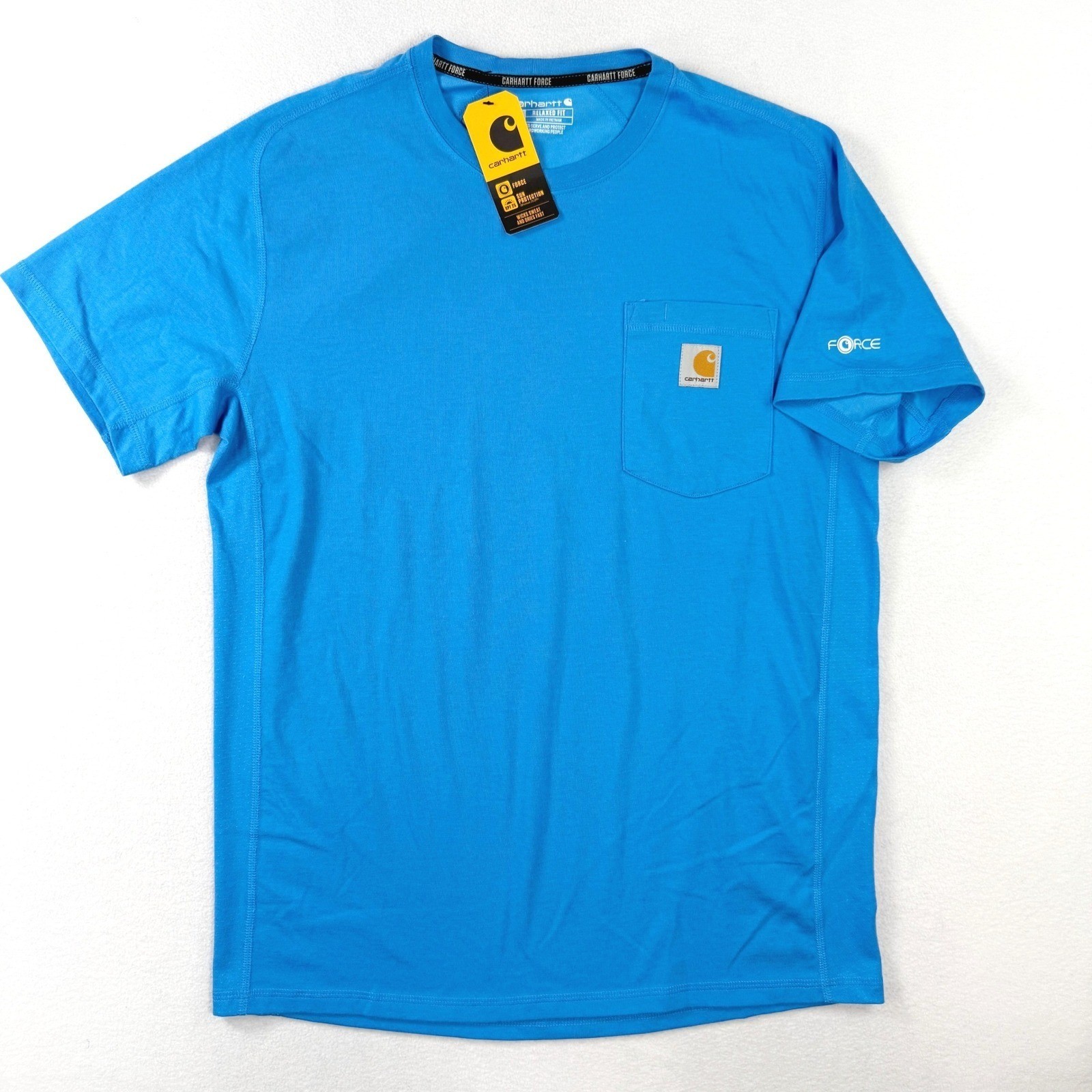 Carhartt Force Pocket T-Shirt Mens Size M Blue Relaxed Fit UPF 25 NEW