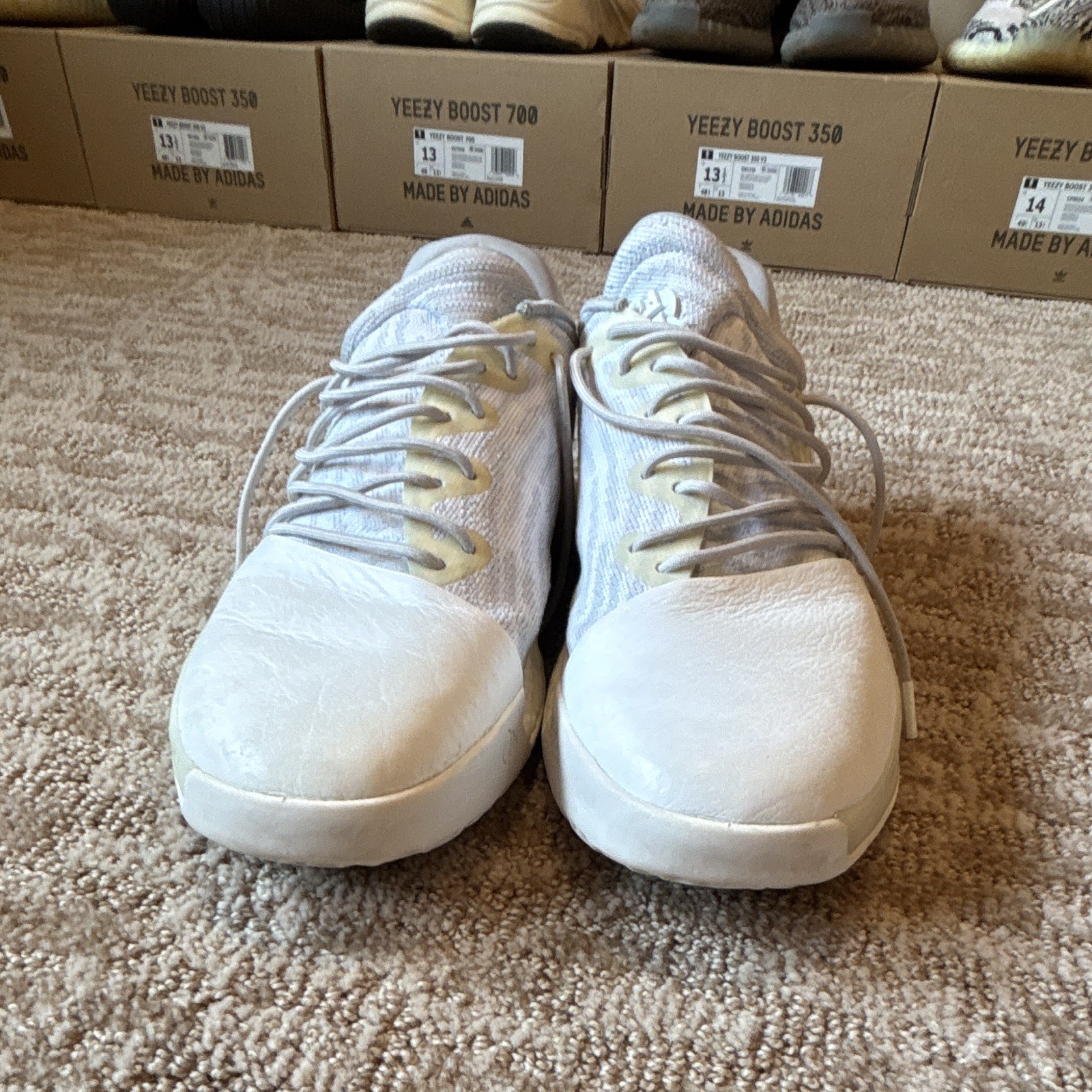 adidas Harden Vol. 1 White Men Mid Top Lace Up Athletic Sneakers