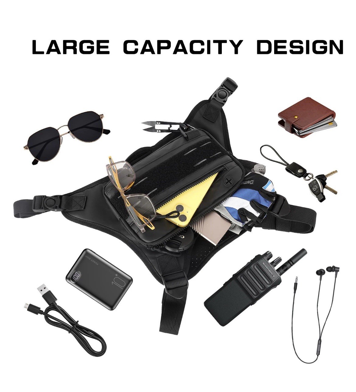 Sports Chest Bag for Men & Women, Running Vest with Phone Holder for Workouts