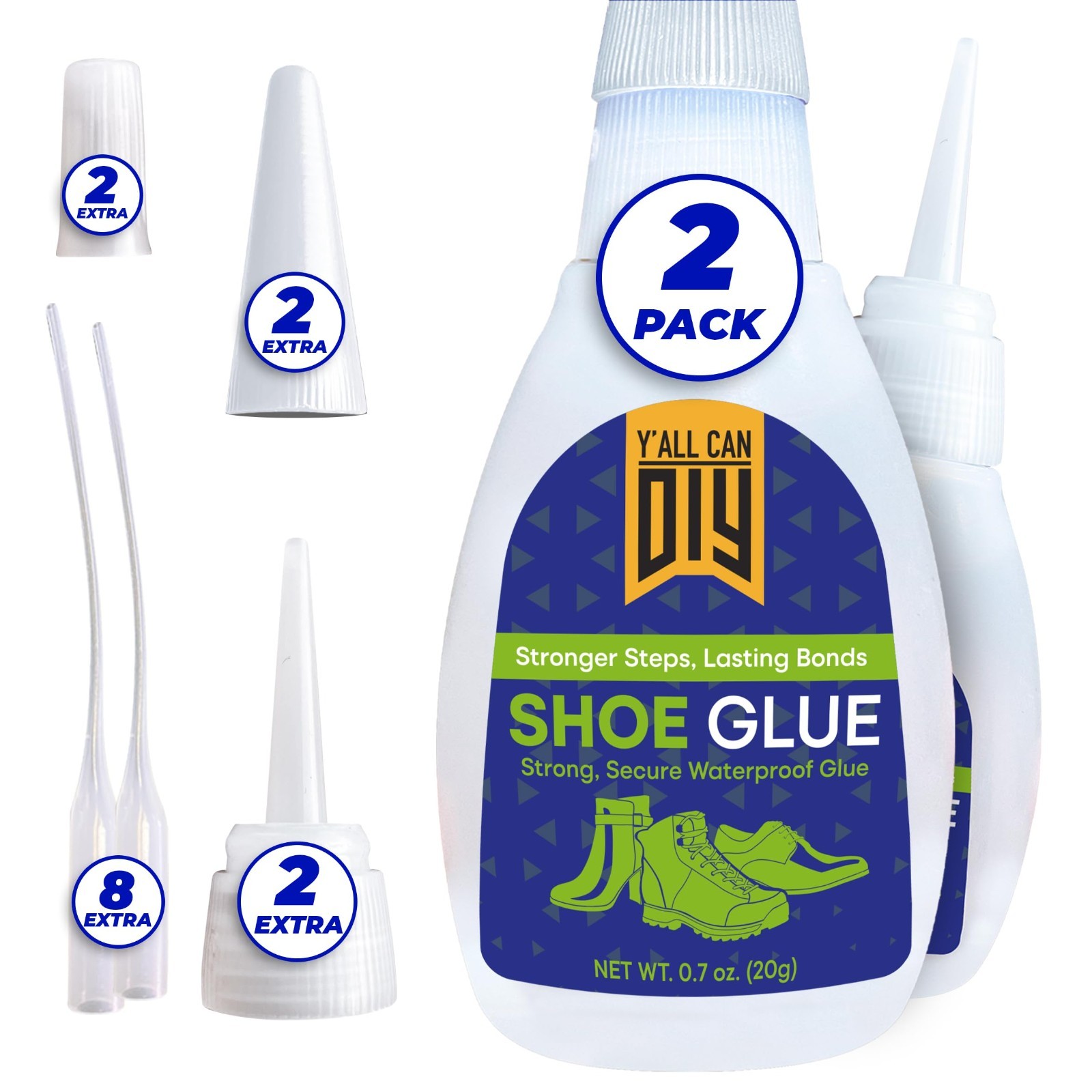 Heavy Duty Shoe Repair Glue – 2 Pack .7 Oz Waterproof Adhesive for Sole Fix