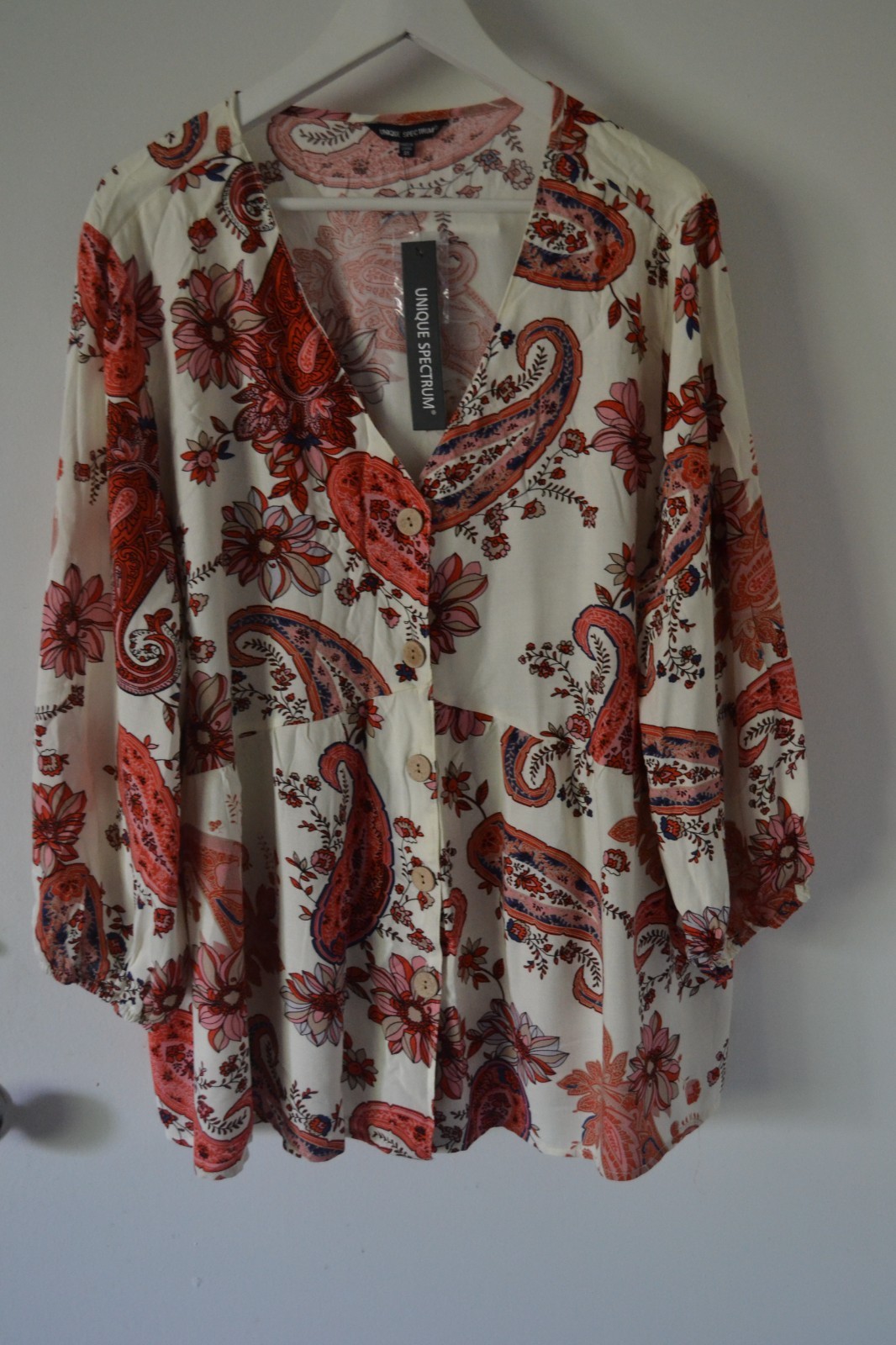 NWT Unique Spectrum Blouse Top Shirt Rayon Plus Size 3X