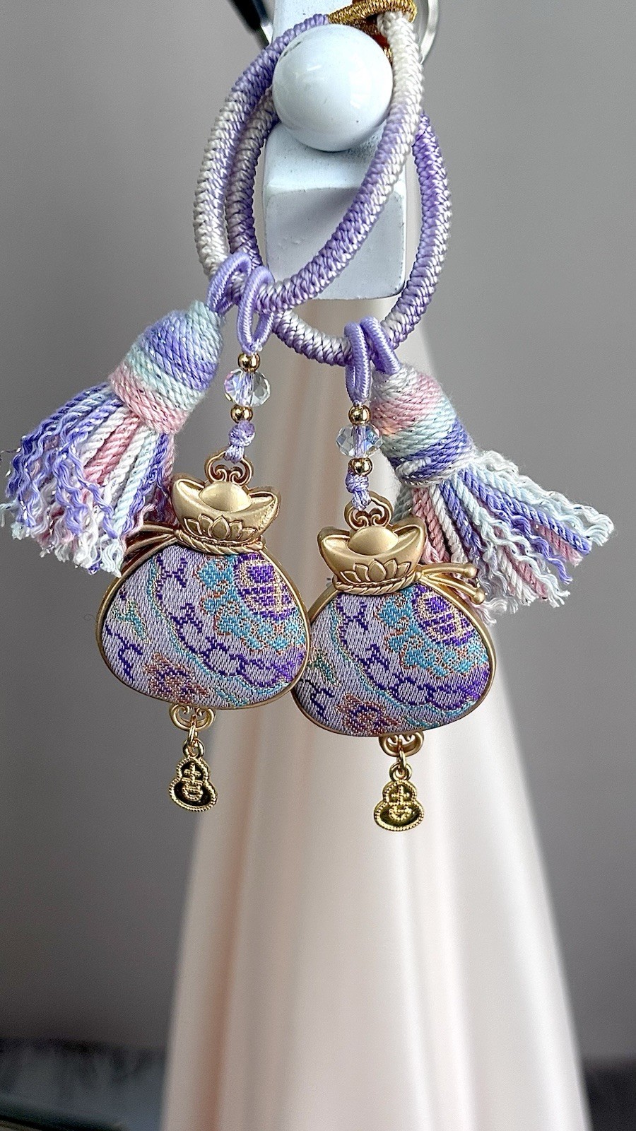 Handmade Song Brocade Embroidery Money Bag Key Chain Or Bay Ring Accessory
