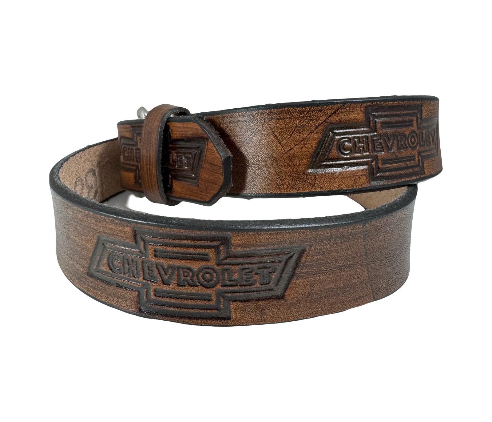 Handmade Chevrolet Embossed Design Leather Belt Size 30-52