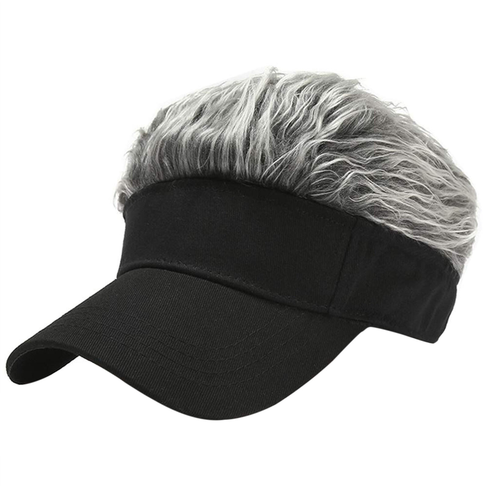 Mens Baseball Golf Hat Cap Sun Visor Wig Hat With Fake Flair Hair Outdoor Sports