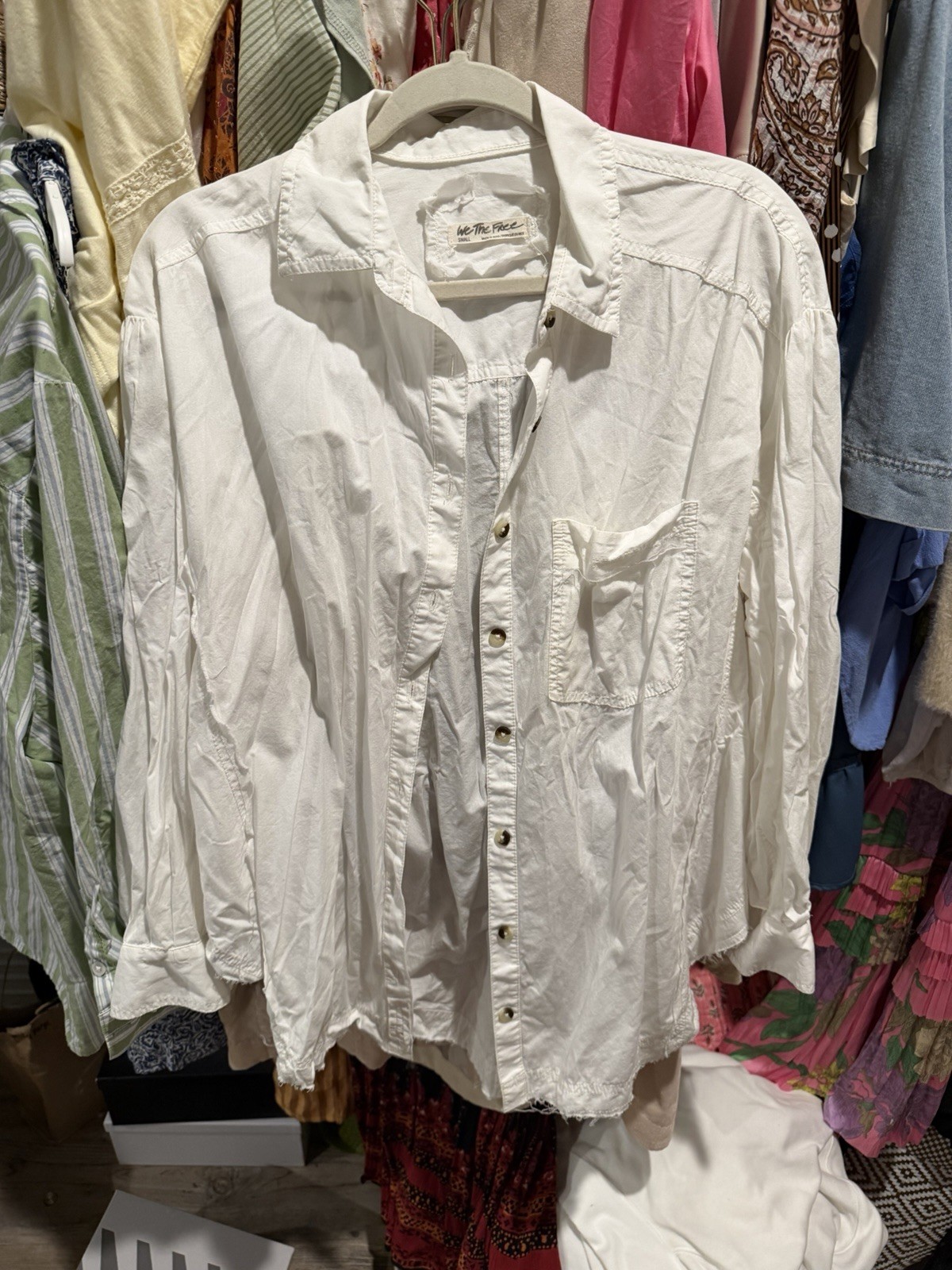 We the Free People Women’s M Off-White Oversized Button Down Shirt 100% Cotton