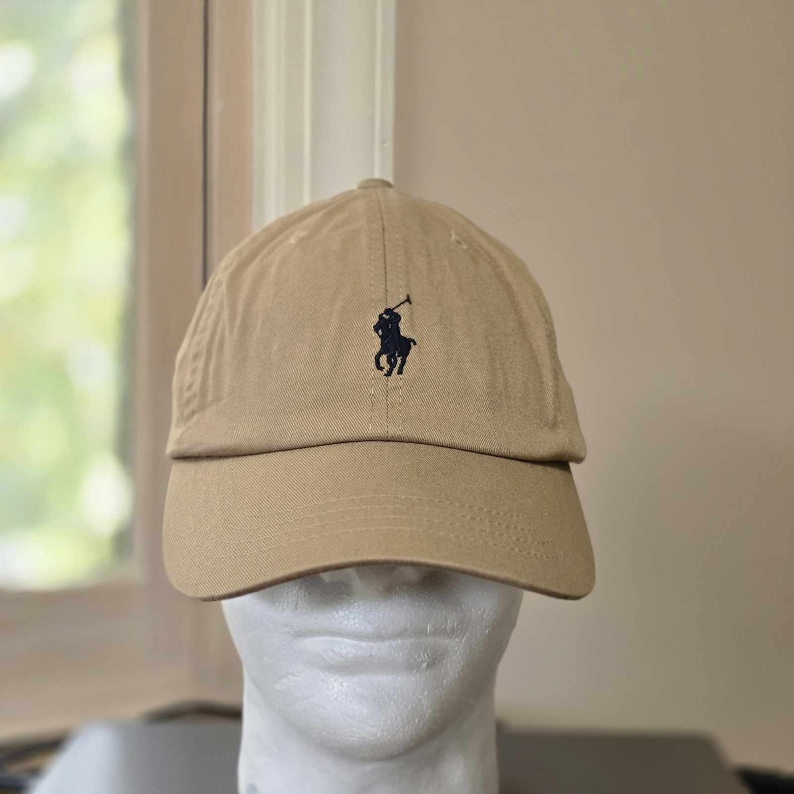 Polo Ralph Lauren Men’s One Size Cotton Chino Adjustable Ball Cap Beige Blue