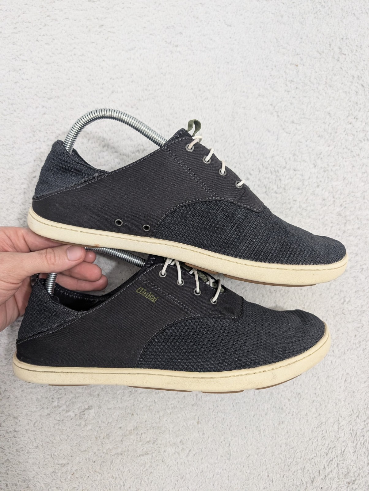 Olukai Mens 9 Blue Nohea Moku No Tie Casual Boat Shoes Slip on canvas Excellent