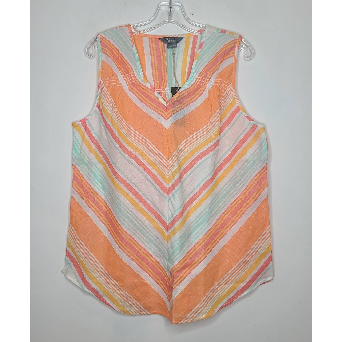 NWT Natural Reflections orange linen blend tank top – large