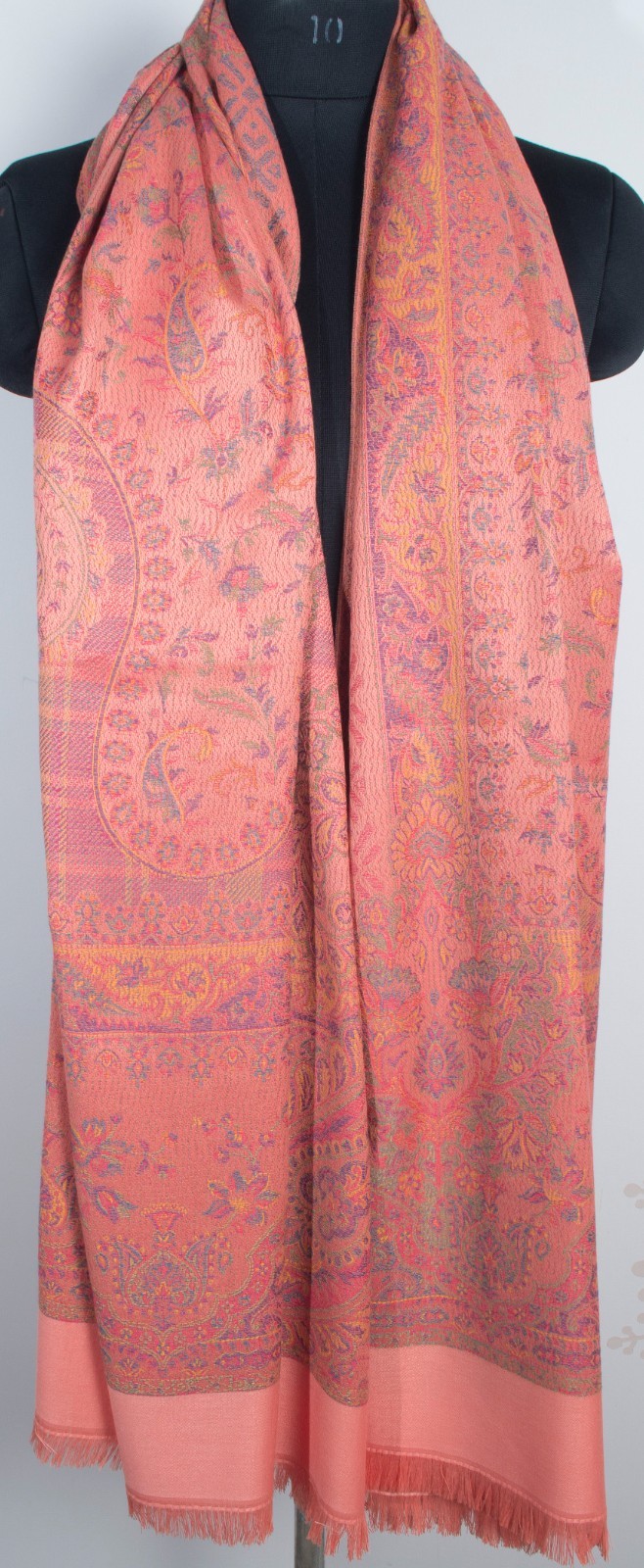 PEACH Large Floral Jacquard Shawl Soft Warm Cashmere Blend All Seasons Wrap