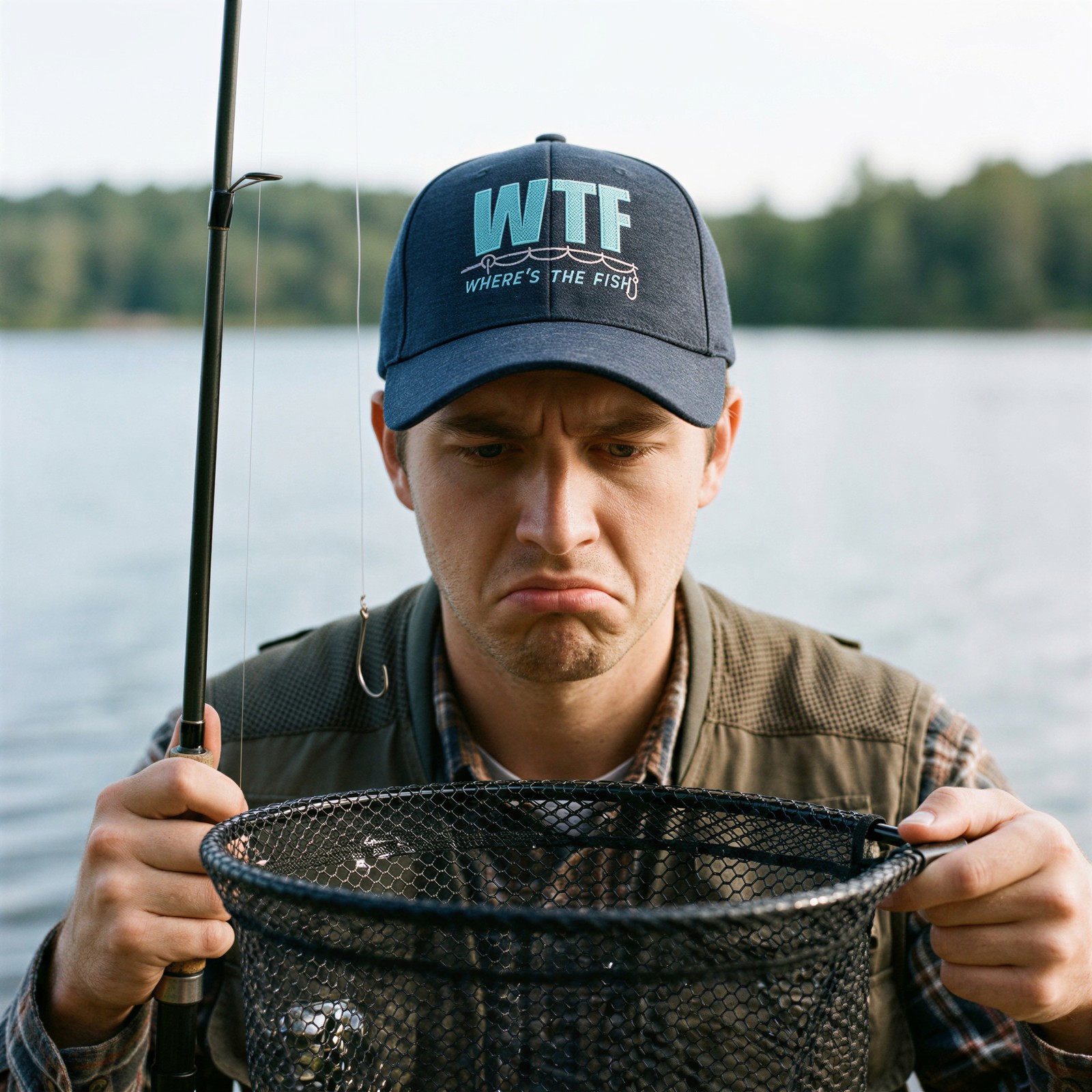 WTF Wheres The Fish Hat Funny Sarcastic Fishing Graphic Novelty Cap