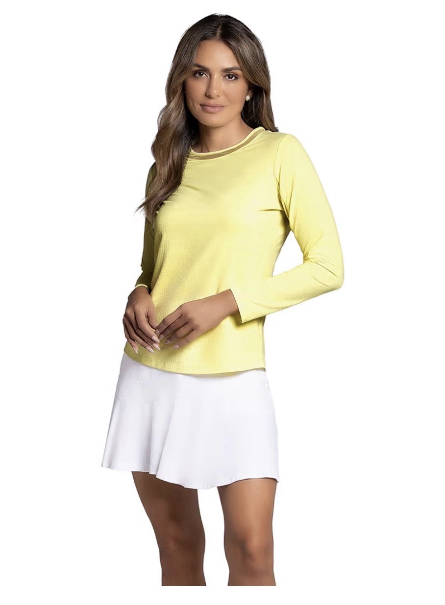 NWT IBKUL Golf Tennis Top Shirt XS S L XL Yellow Butter Long Sleeve Crew Neck H7