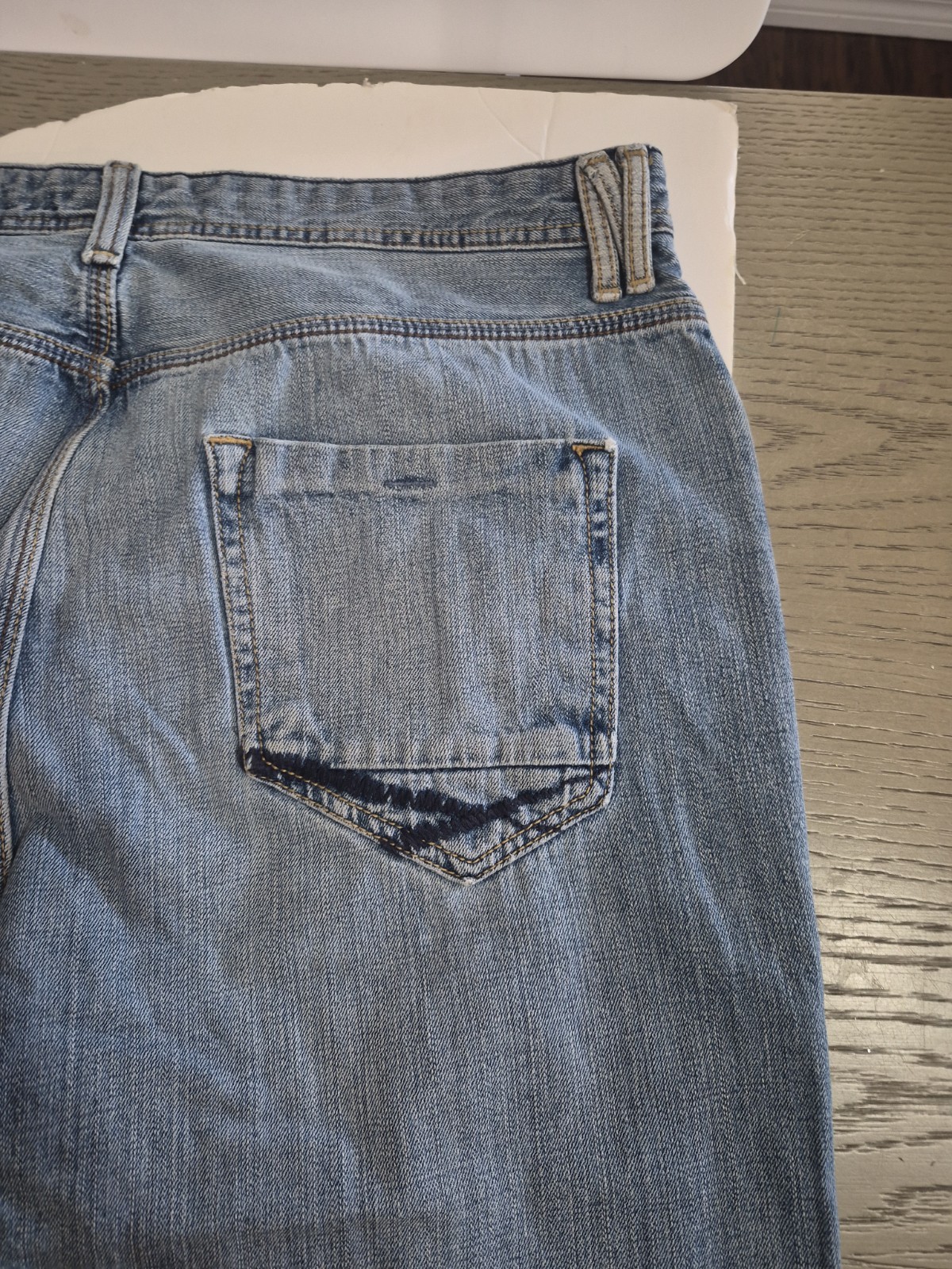 Men’s Nautical Jeans Size 38×32 Relaxed Fit Light Washed