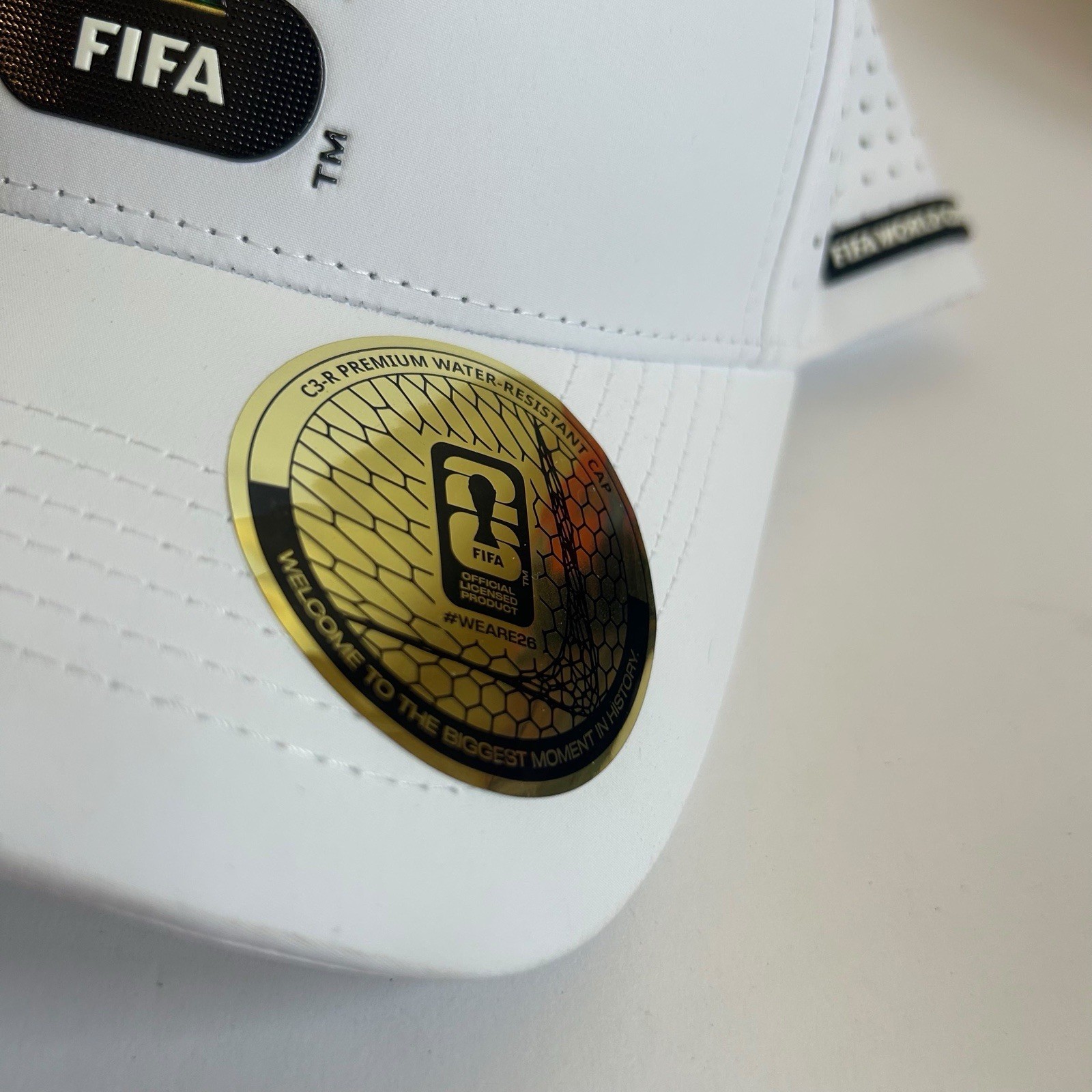 Official FIFA World Cup 26 Hat White Laser Perforated Snapback Cap New With Tags
