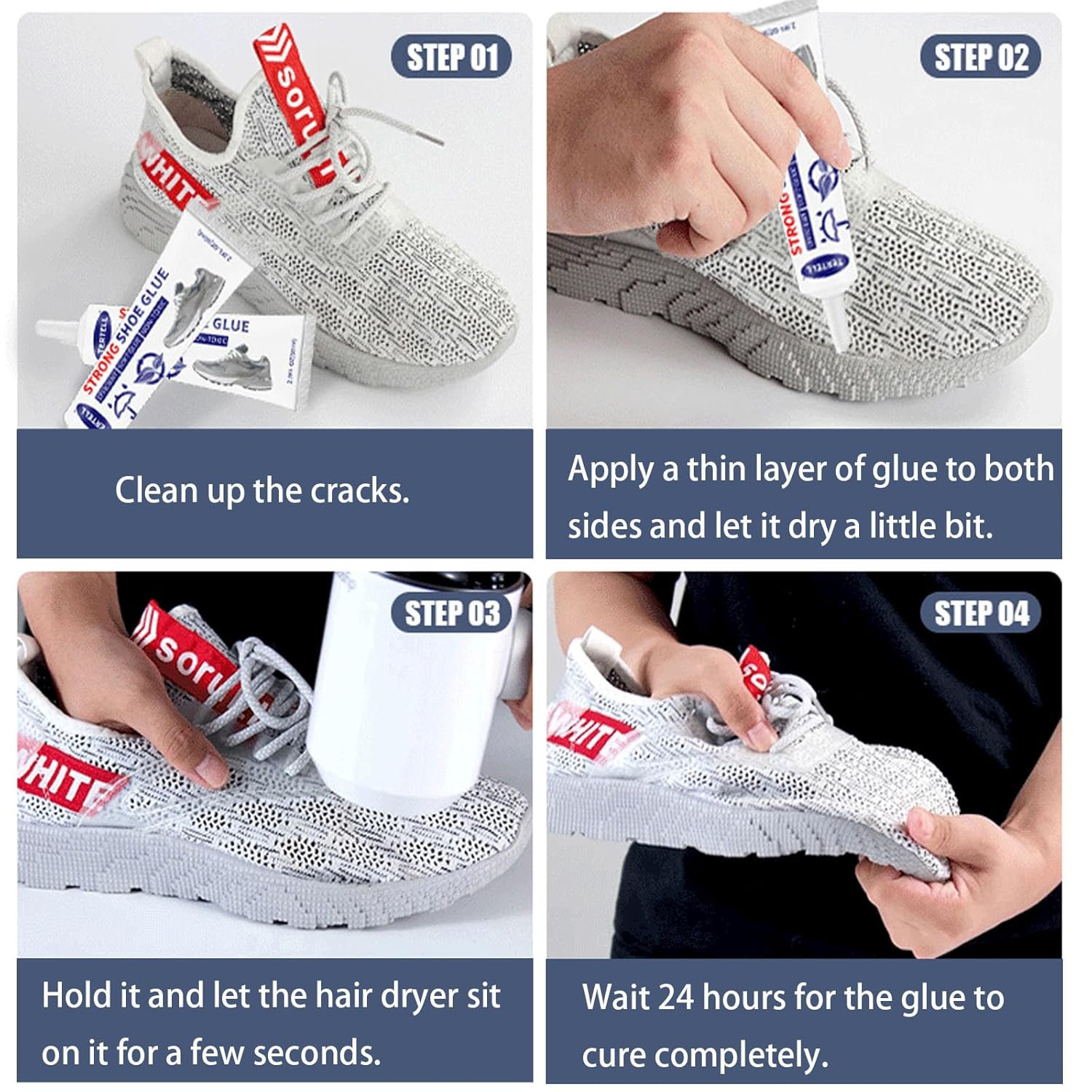 Shoes Glue Super Strong Adhesive Clear Repair Sole for Sneakers, Transparent Sea