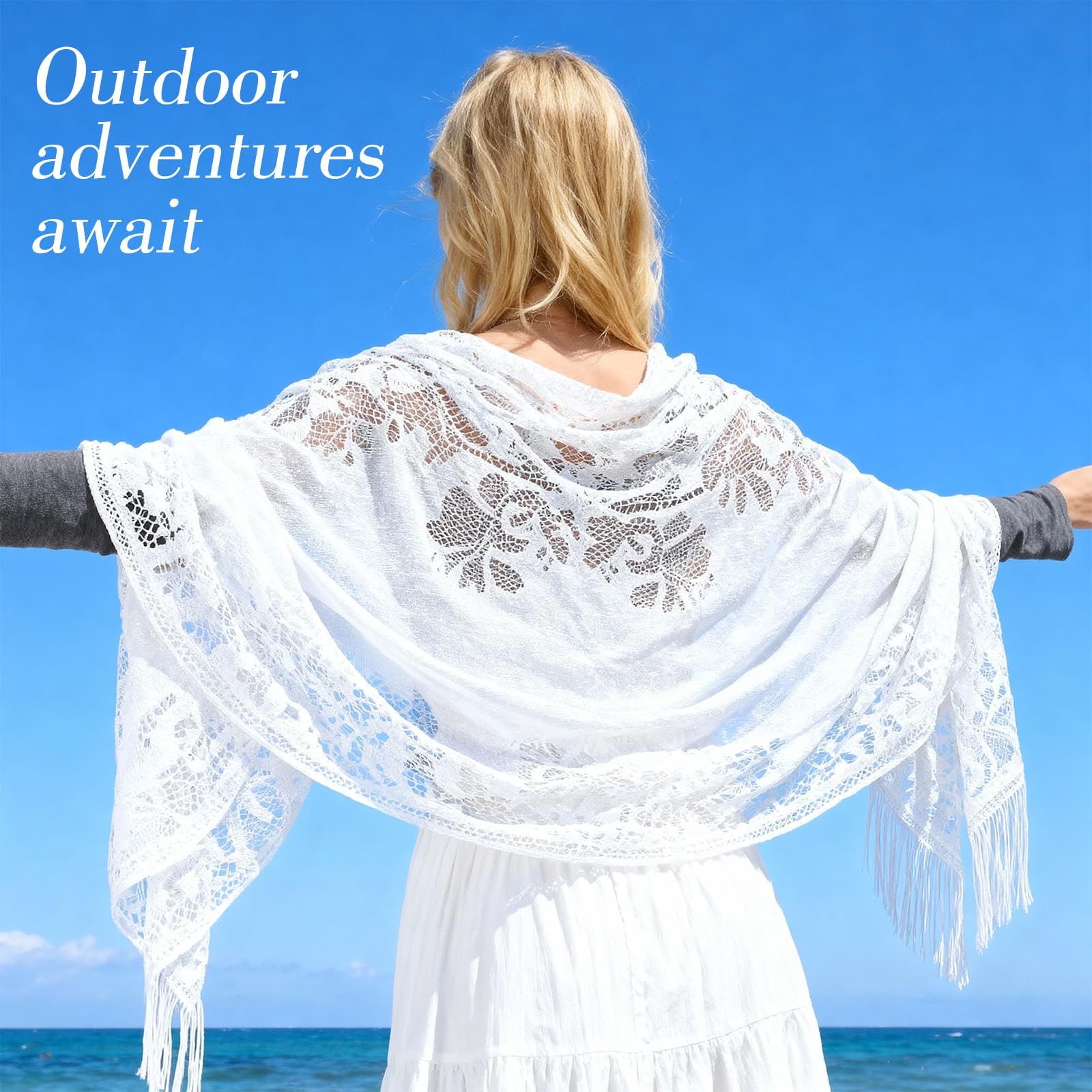 White Shawl for Women Dressy, Shawls and Wraps for Evening Dresses Lace Shawl…
