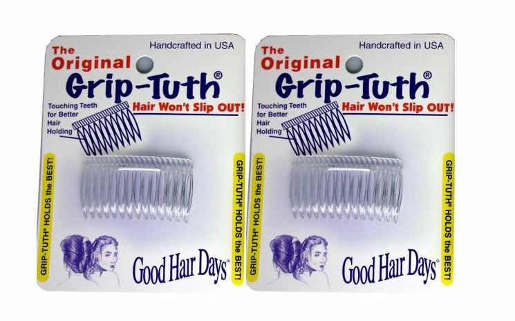 4 Combs x Good Hair Days Grip-Tuth® 1 3/4″ Clear Shorty Combs Made in USA 40162