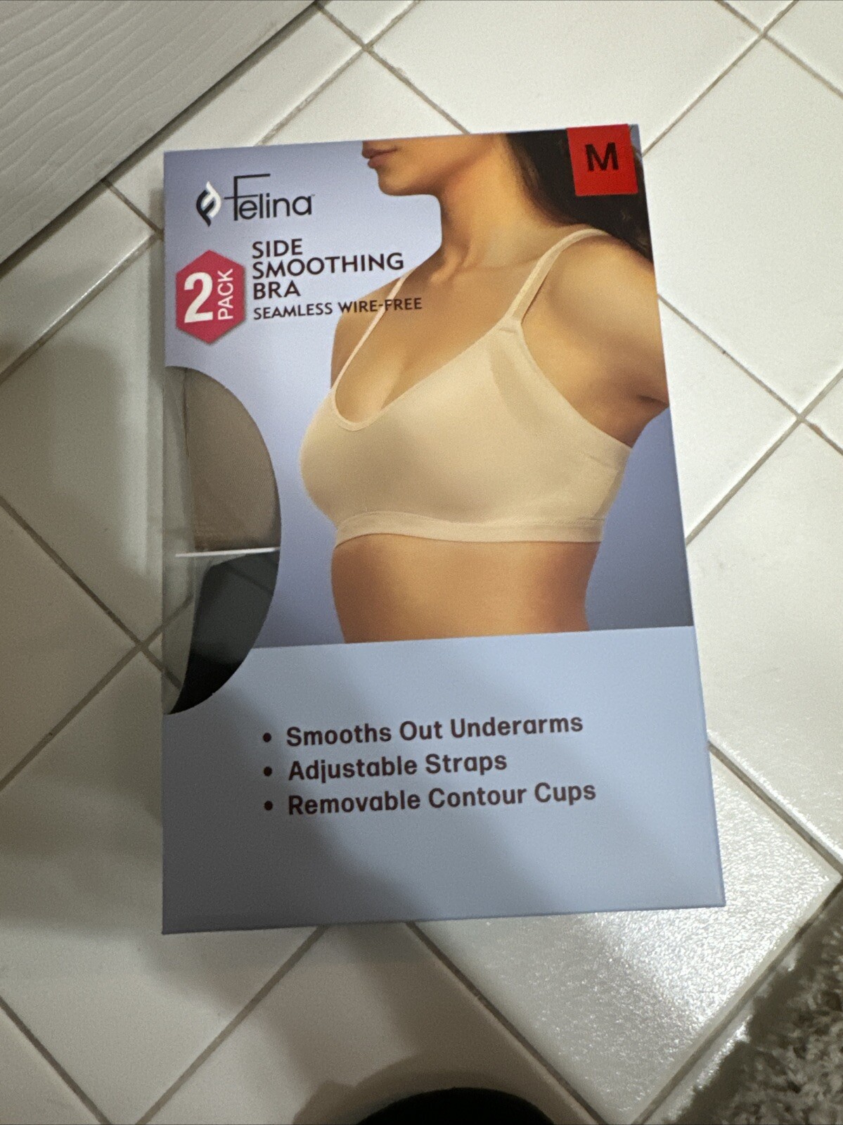 Felina 2pk Multicolor Side Smoothing Seamless Wire-Free Bra. Sz M. NIB!