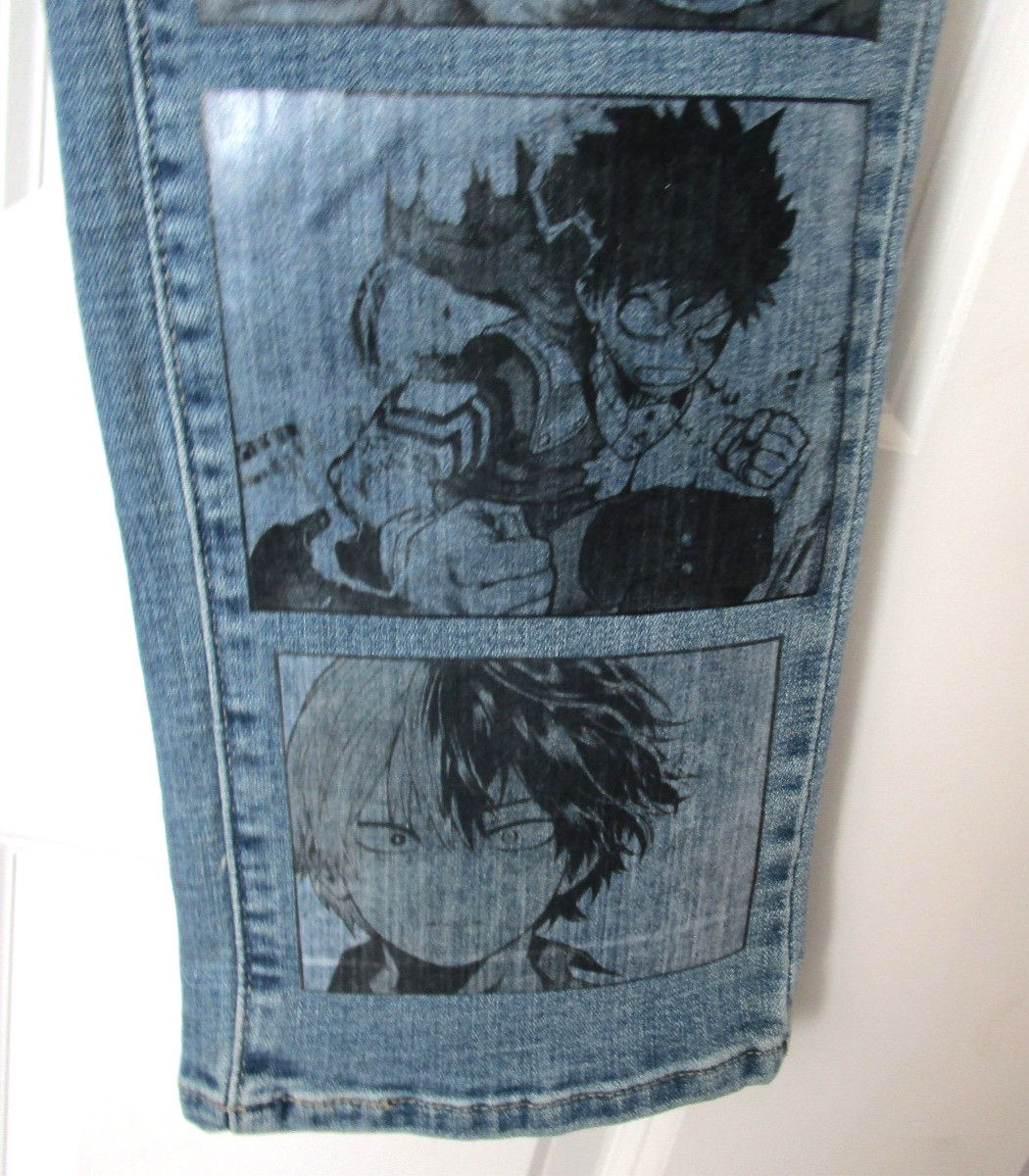 Levis 505 Hero Academia Graphic Print Straight Leg Custom Denim Jeans Women Sz 4