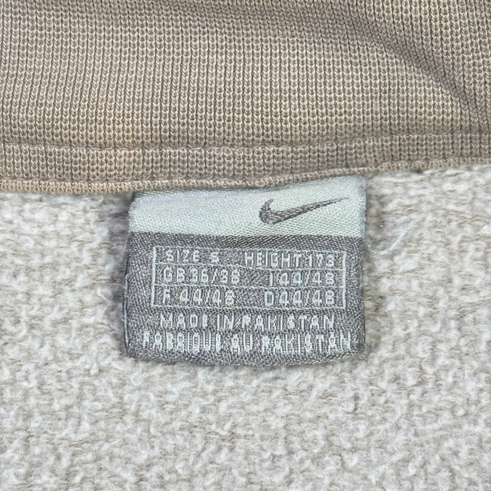 Nike Sweatshirt Mens Small Beige Full Zip Lined Insulated Pockets Graphic