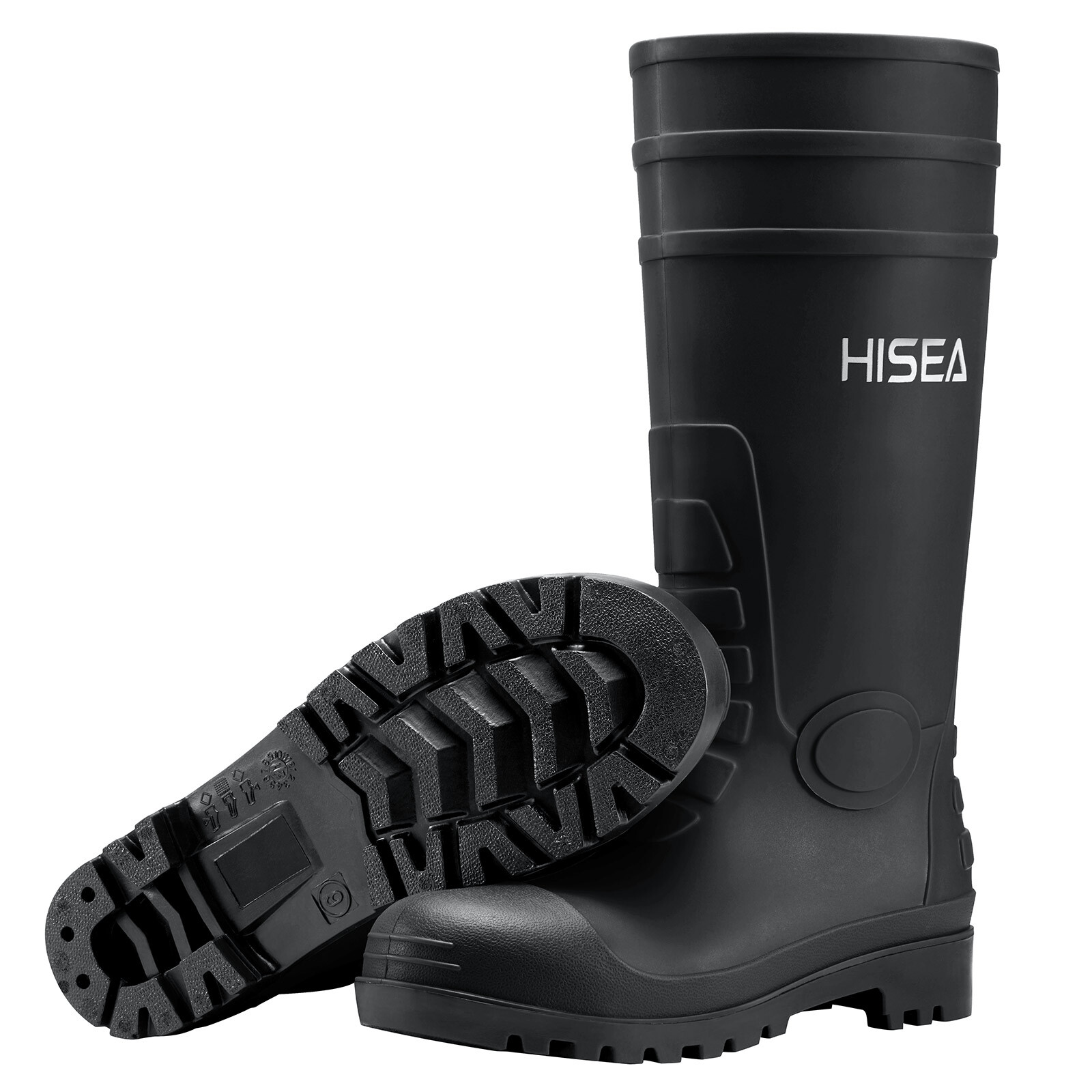 HISEA Men Rain Boots w/Steel Shank Waterproof Corrosion-Resistant Mud Work Boots