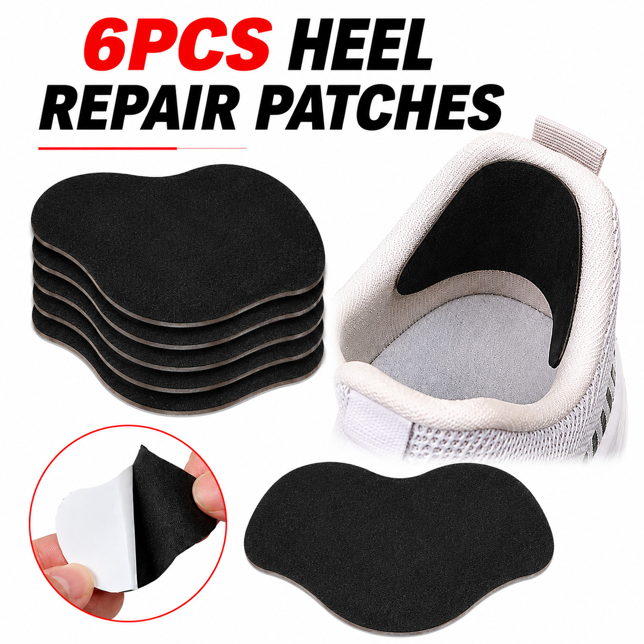 6PCS Heel Repair Patches Self Adhesive Shoe Heel Protectors Anti Wear Pad Insole