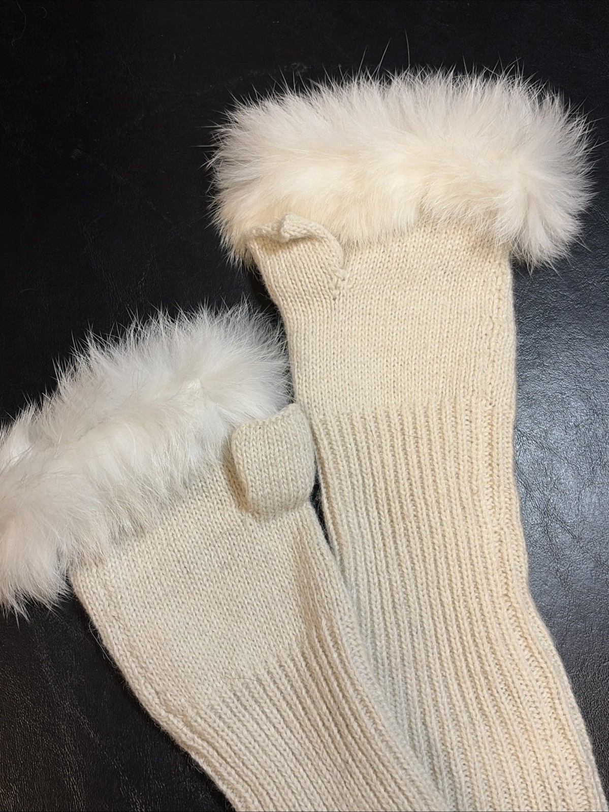 Women Fingerless Gloves Faux Fur Knitted Fall Winter Warmer Wrist