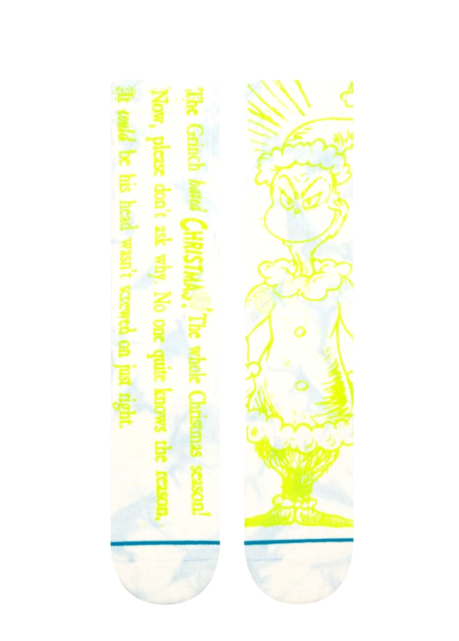 Stance Adult Off White Crew Cotton Dr. Seuss Merry Grinchmas Casual Socks L 9-13