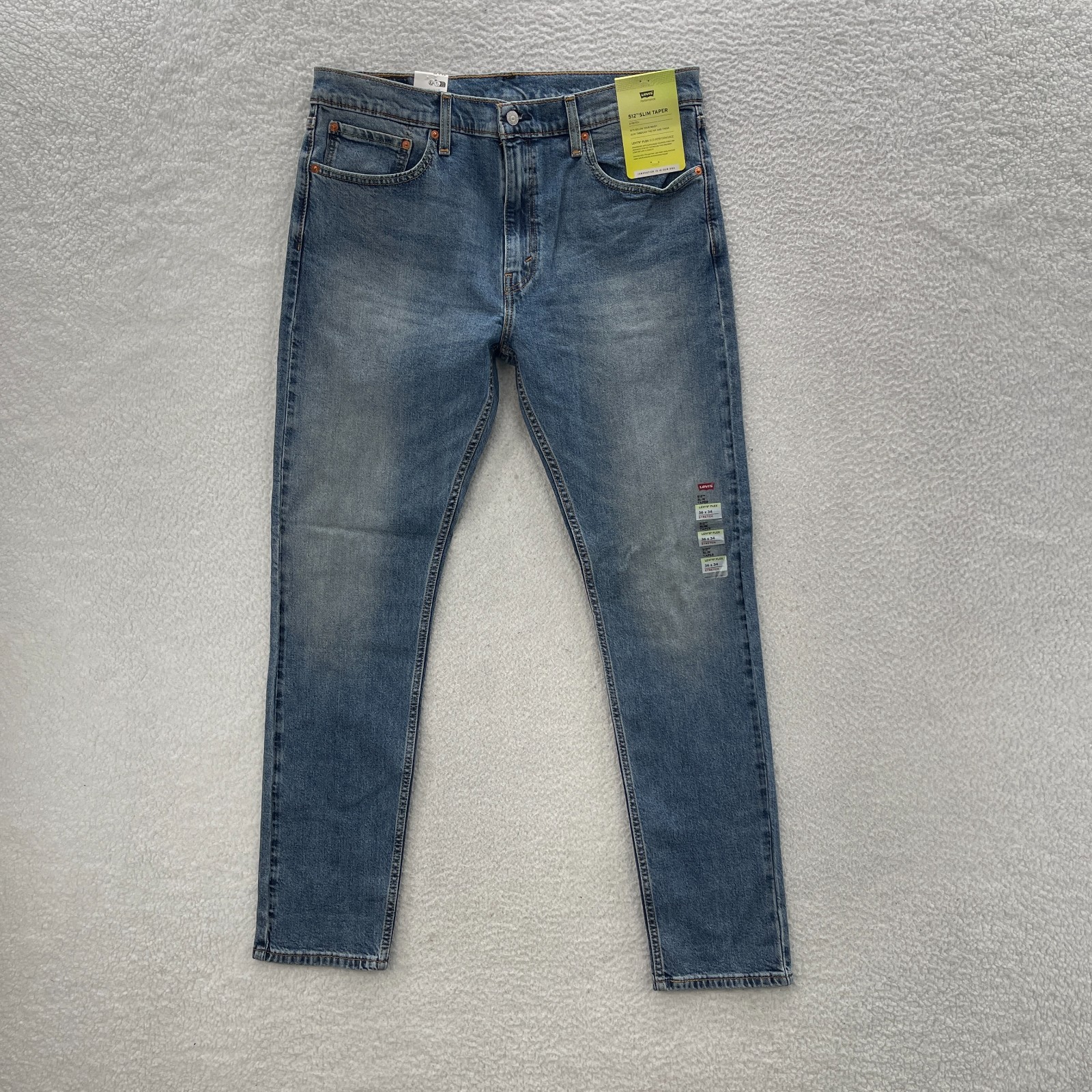 Levis 512 Jeans Mens 36×34 Blue Slim Taper Light Wash Denim Preppy Minimalist
