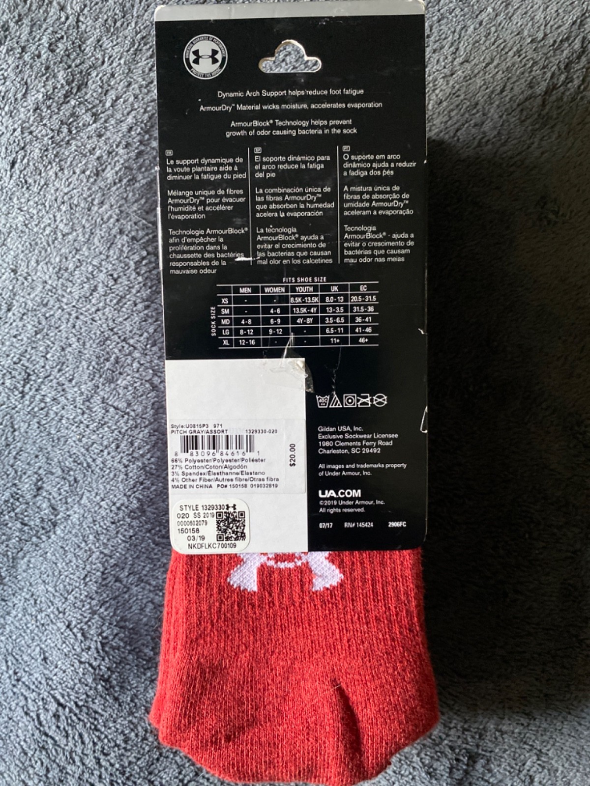 Under Armour UA Phenom Training Crew Socks (3 Pack) Men’s 8-12 Large Red NEW