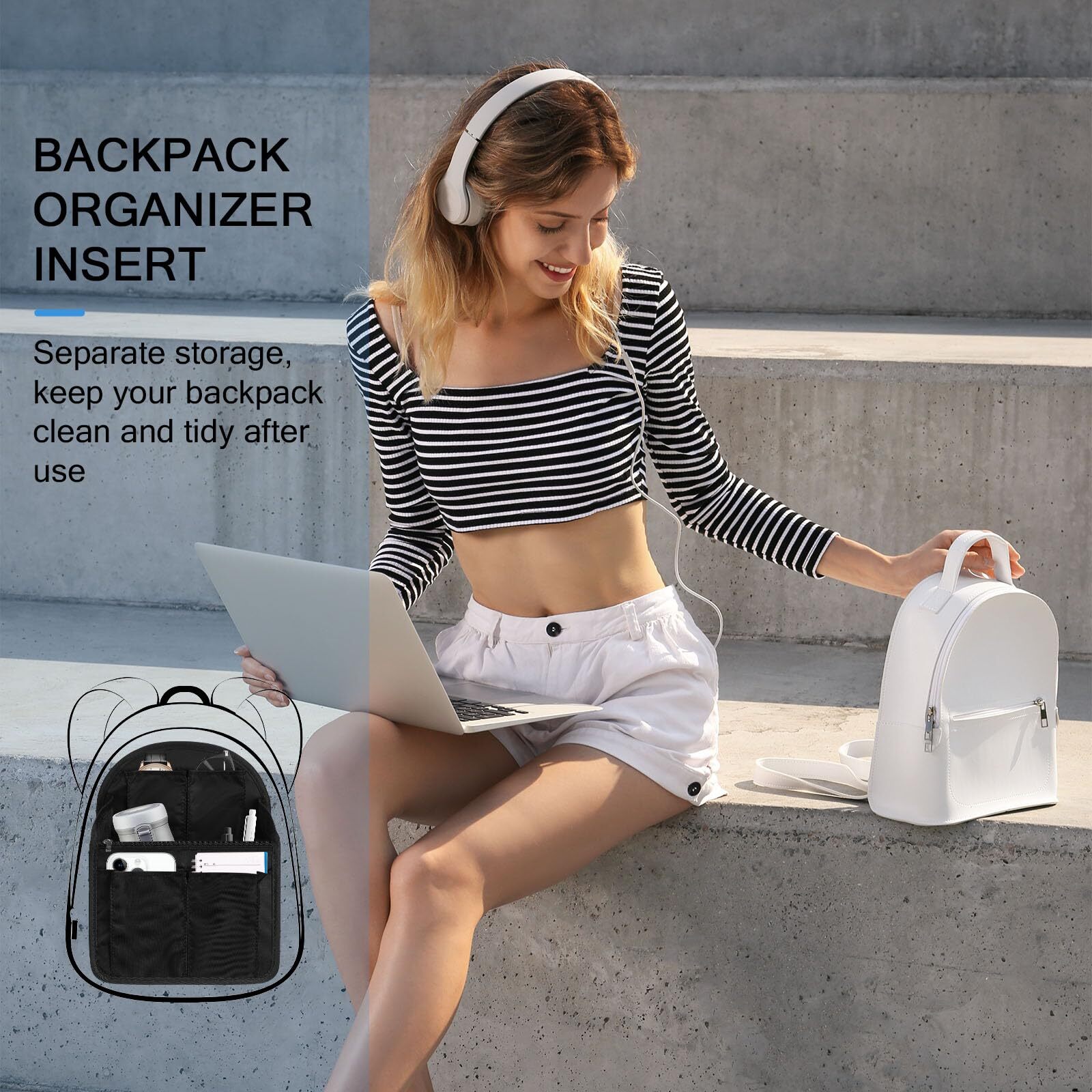 2 Pcs Backpack Organizer Insert 7.9 x 4.8 x 11 Inch Small Shoulder Bag Divide…