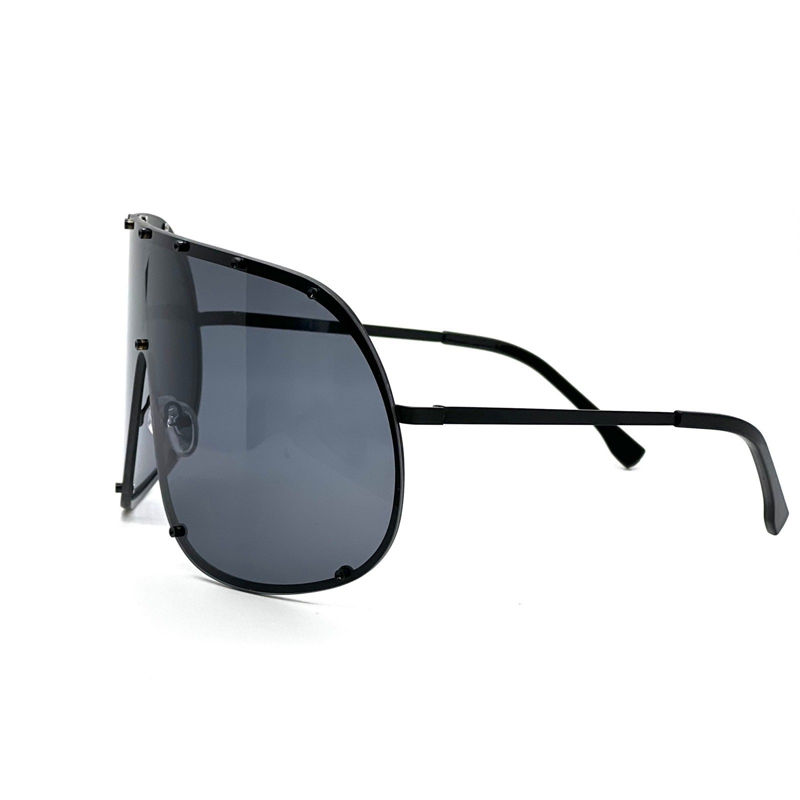 Oversized Shield Sunglasses Rivet Detail Trendy Fashion Statement Visor Shades