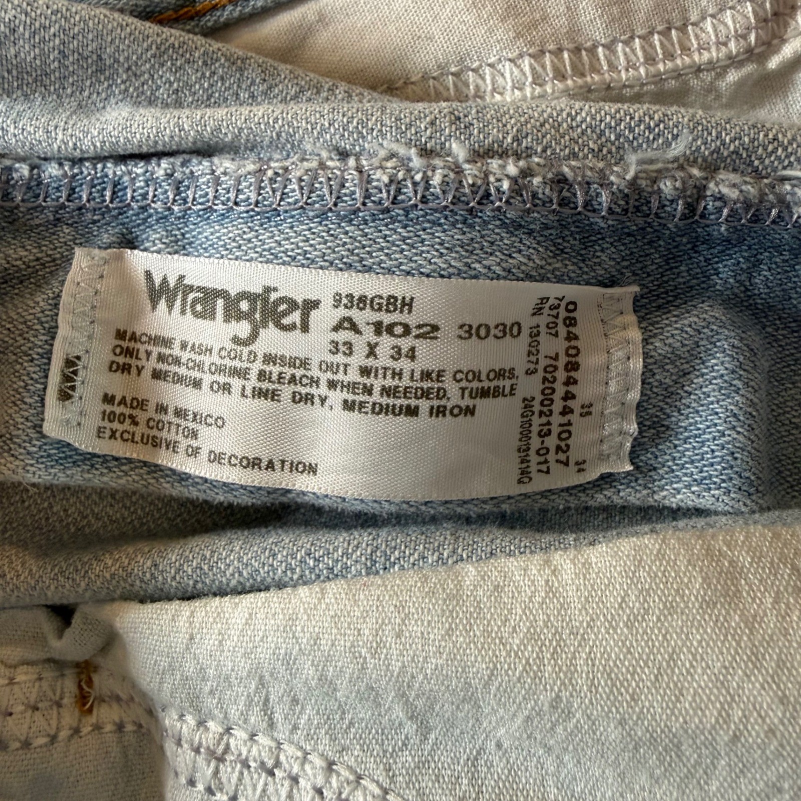 Wrangler Cowboy Cut Jeans 33×34 Light Wash Slim Fit Denim 936GBH 33×34
