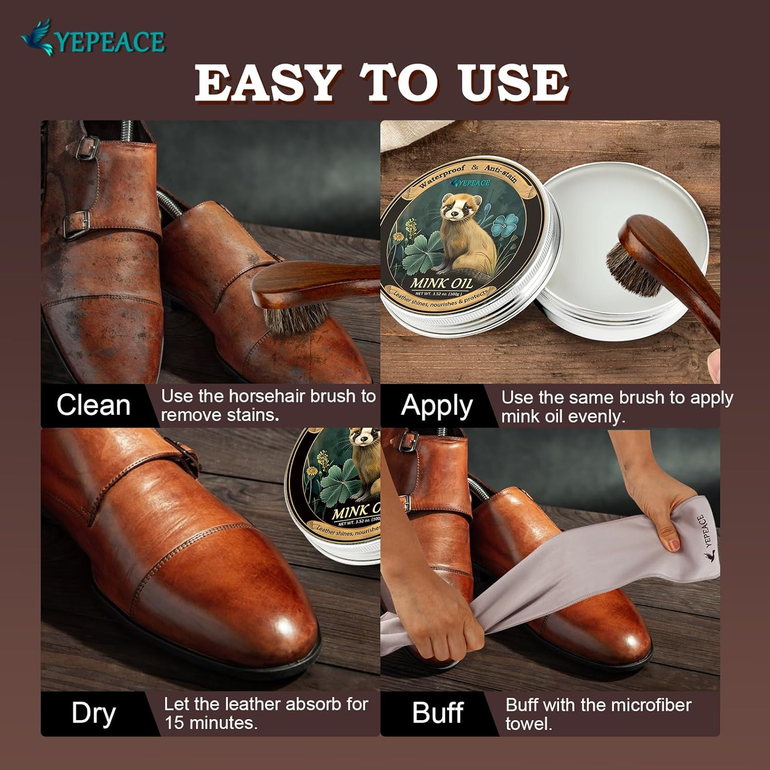 3 PCS Mink Oil for Leather Boots Cleaner and Conditioner 3.53oz