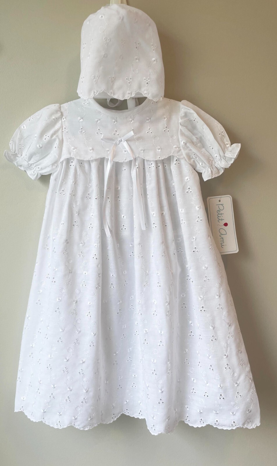 NWT Petit Ami White Gown Christening Dedication Dress 9 Months 9M Baby Girls