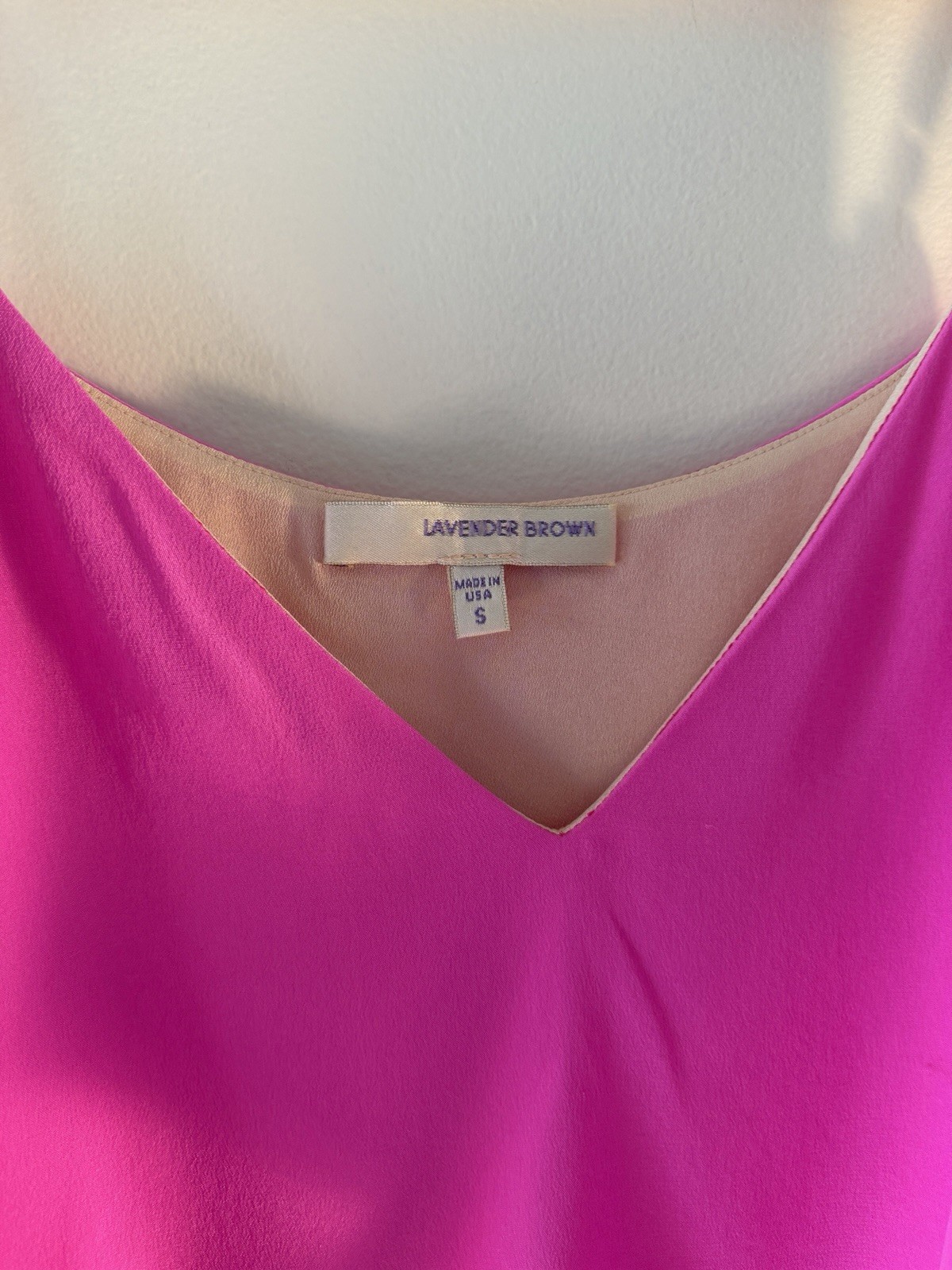 Lavender Brown 100% Silk Dress Size Small Pink Ruffle Mini Made USA