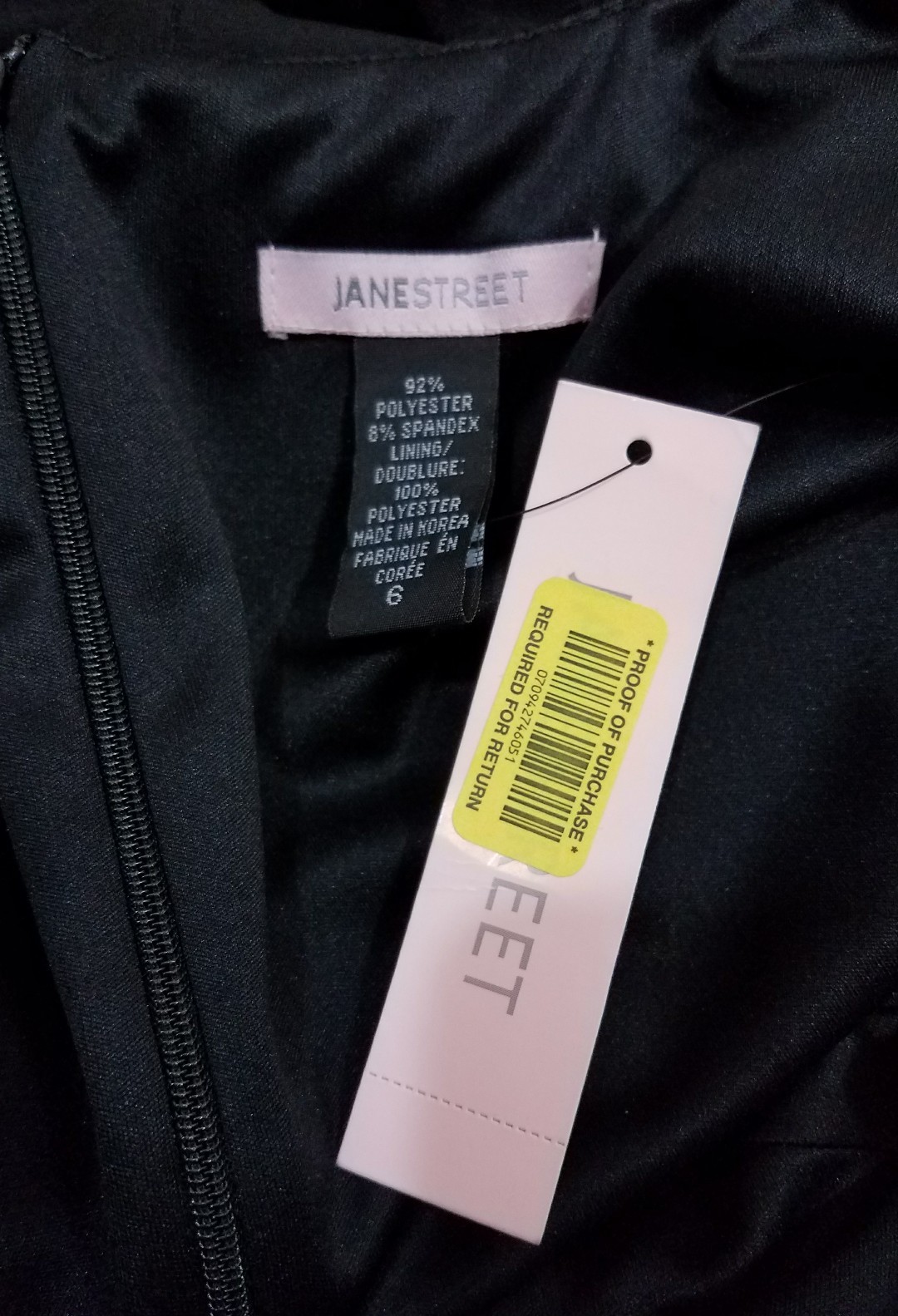 Womens Jane Street V Neck Empire Waist Black Dress Fully Lined Size 6 NWT