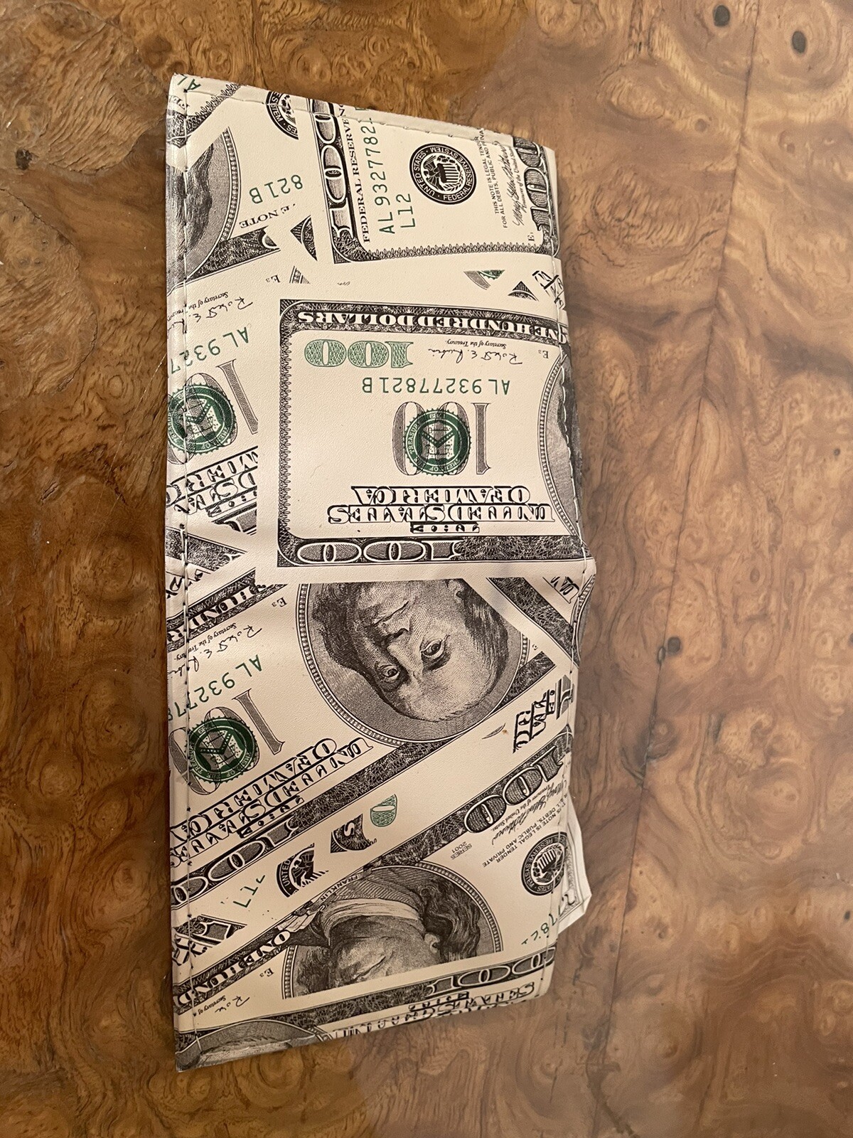 $100 Dollar Bill Novelty Wallet Printed Slim Faux Leather Supreme Bifold