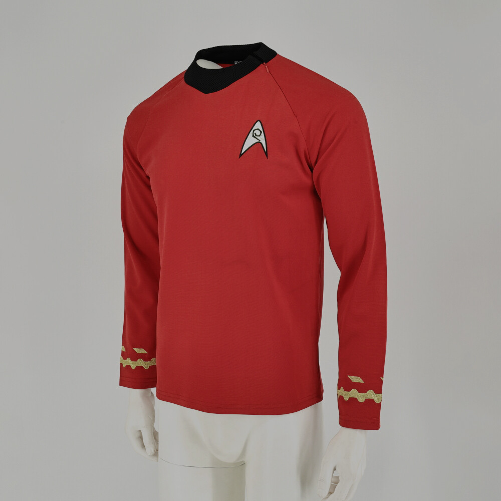 Cosplay TOS Captain Kirk Gold Shirts Spock Blue Uniforms Red Starfleet Tops Mens