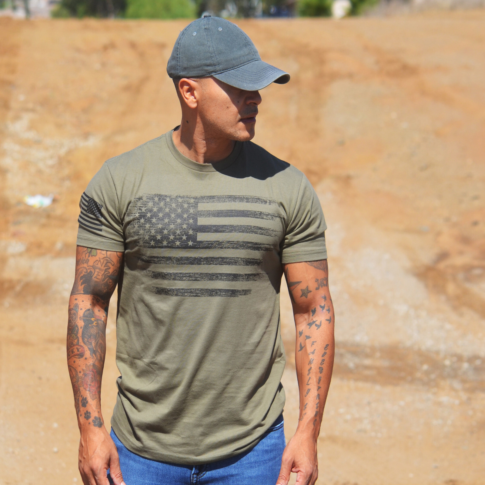 USA Distressed Flag Men T Shirt Patriotic American Tee S – 2XL