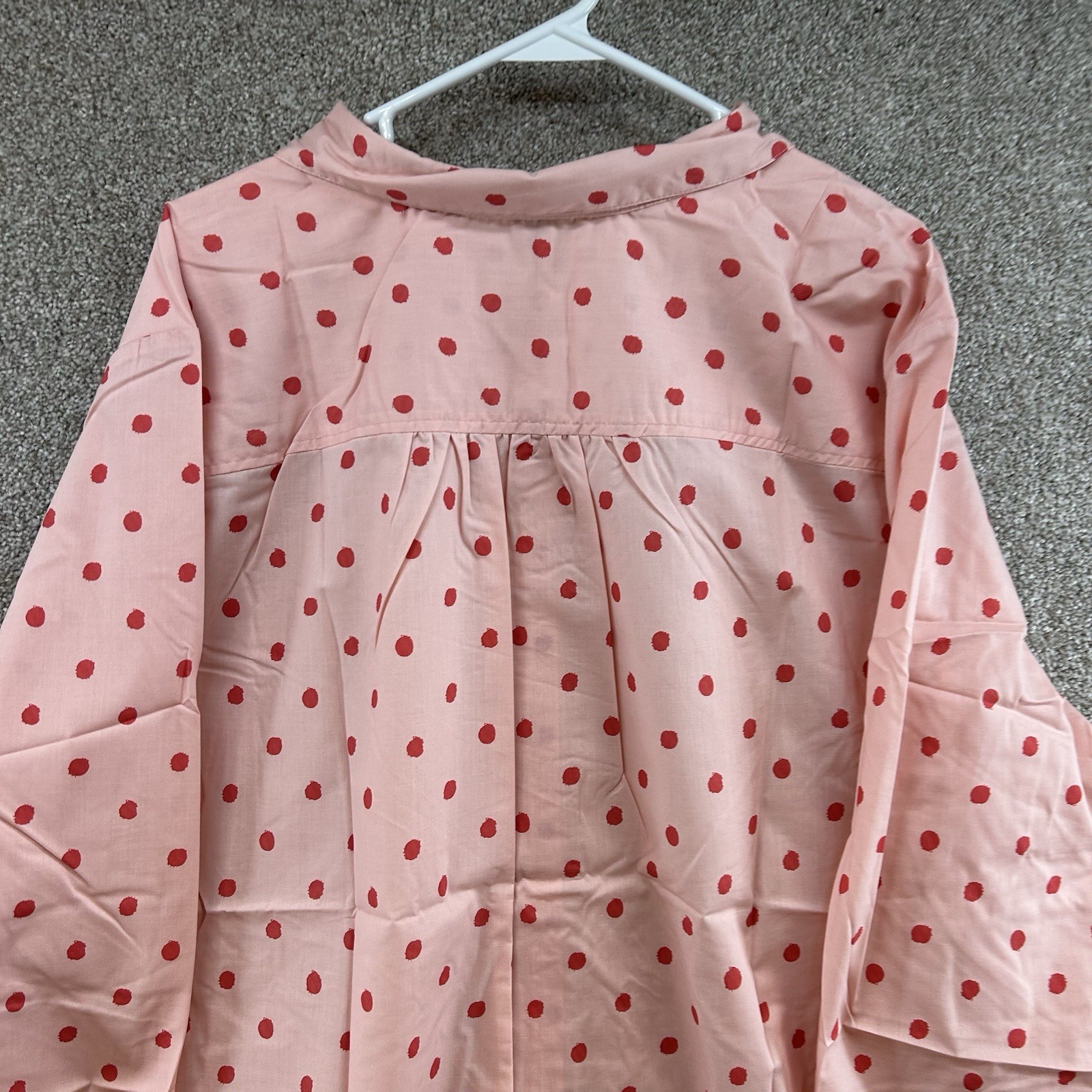NWOT Roman’s Women’s Button Front Shirt Size 34W Pink Red Polka Dot Blouse Plus