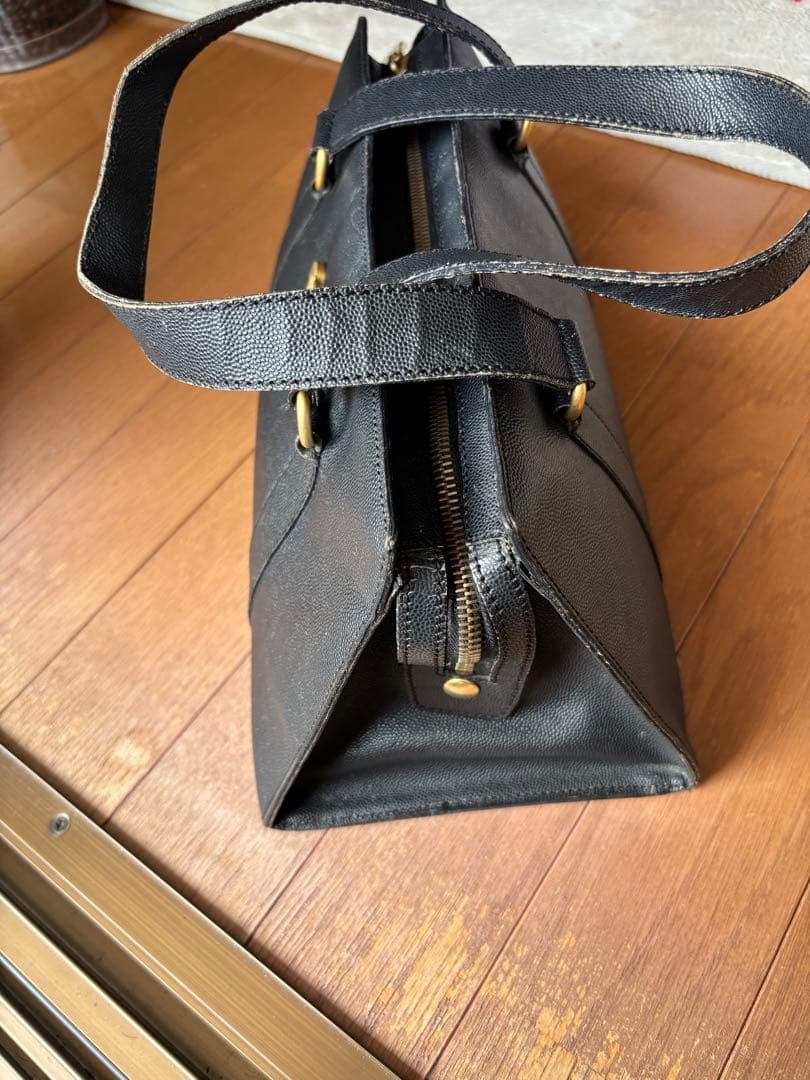 Celine Black Leather Handbag Vintage Gold Hardware Red Lining Auth