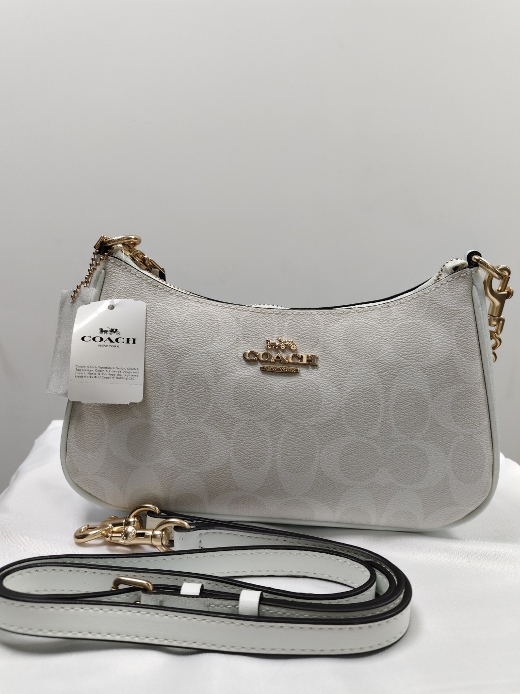 COACH Teri Shoulder Bag In Signature Canvas CA548 Glacier White NWT