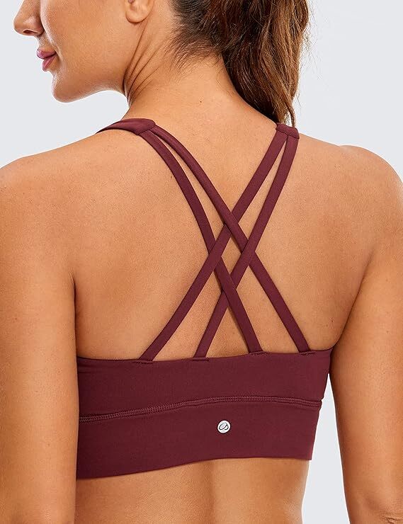 CRZ YOGA Women’s Bra, Womens Butterluxe Strappy Back Longline Sports Bra, 205
