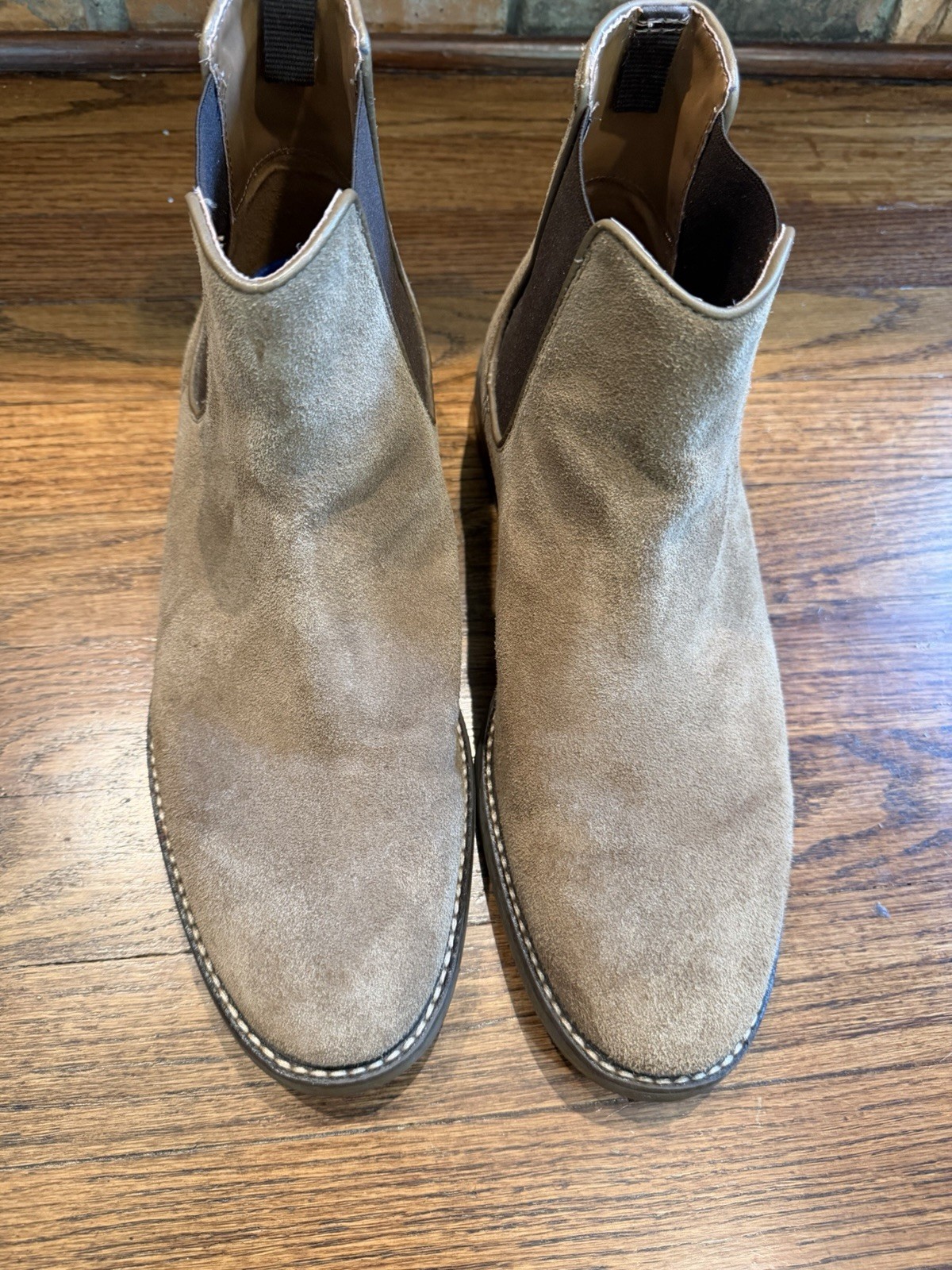 Clarks Collection Jaxen Chelsea Boots Mens 10.5 Taupe Suede Pull On Ankle Boot