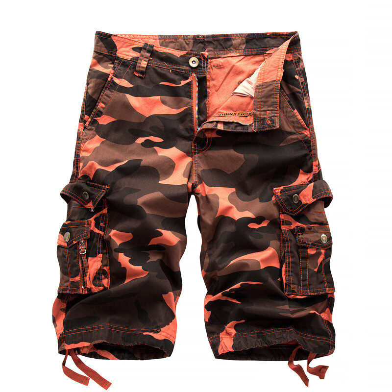 New Mens Cotton Cargo Shorts Flat Front Pockets Washed Lounge Size 29-42