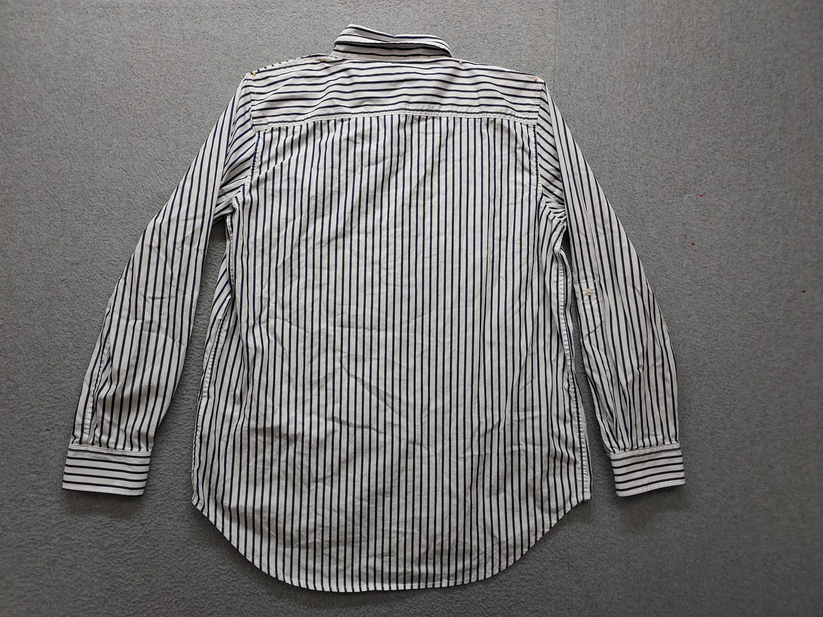 Lauren Ralph Lauren Shirt Womens Large White Blue Striped Button Up Long Sleeve