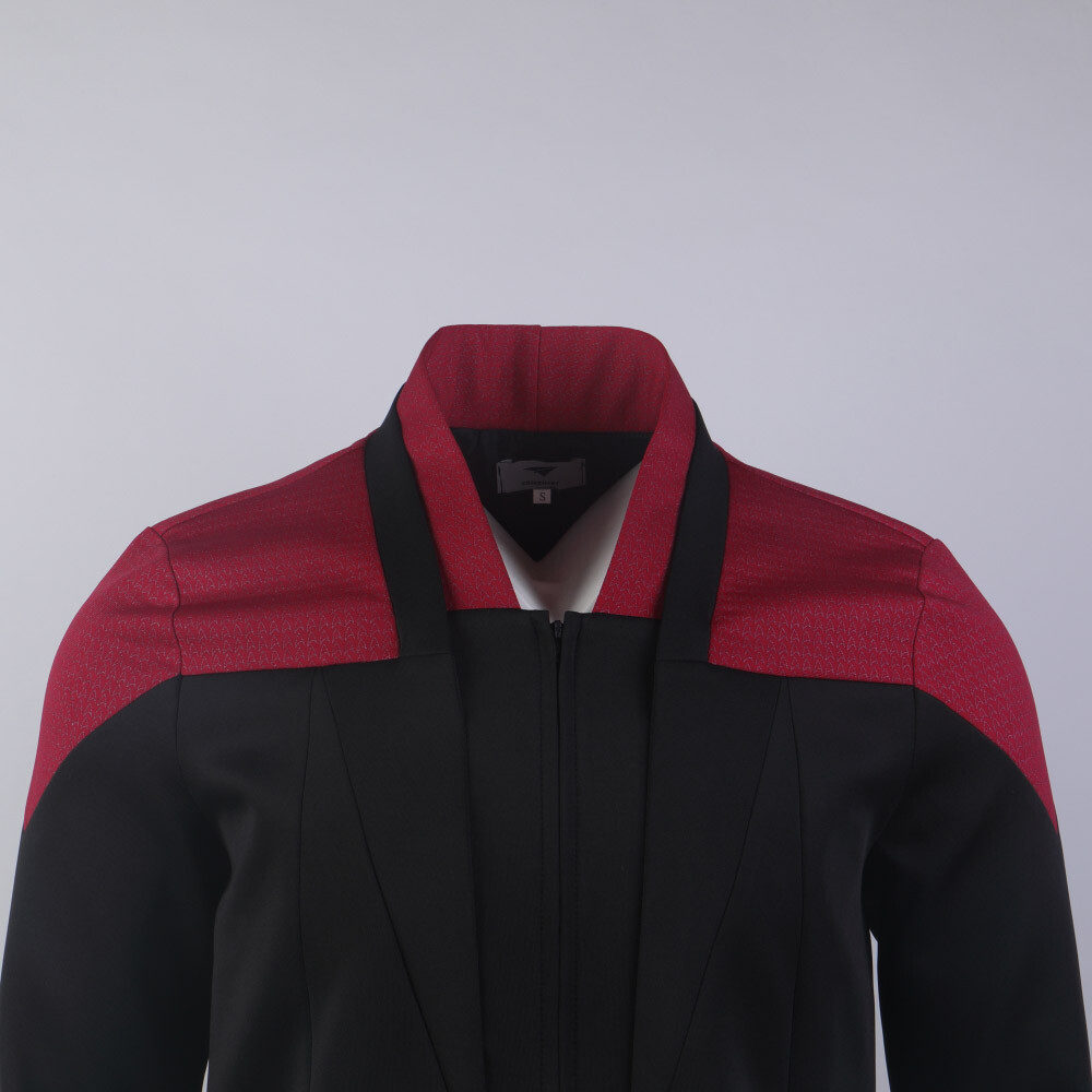 For Picard 3 Red Geordi Gold Blue Dress Uniform Starfleet Jacket Shirts Costume